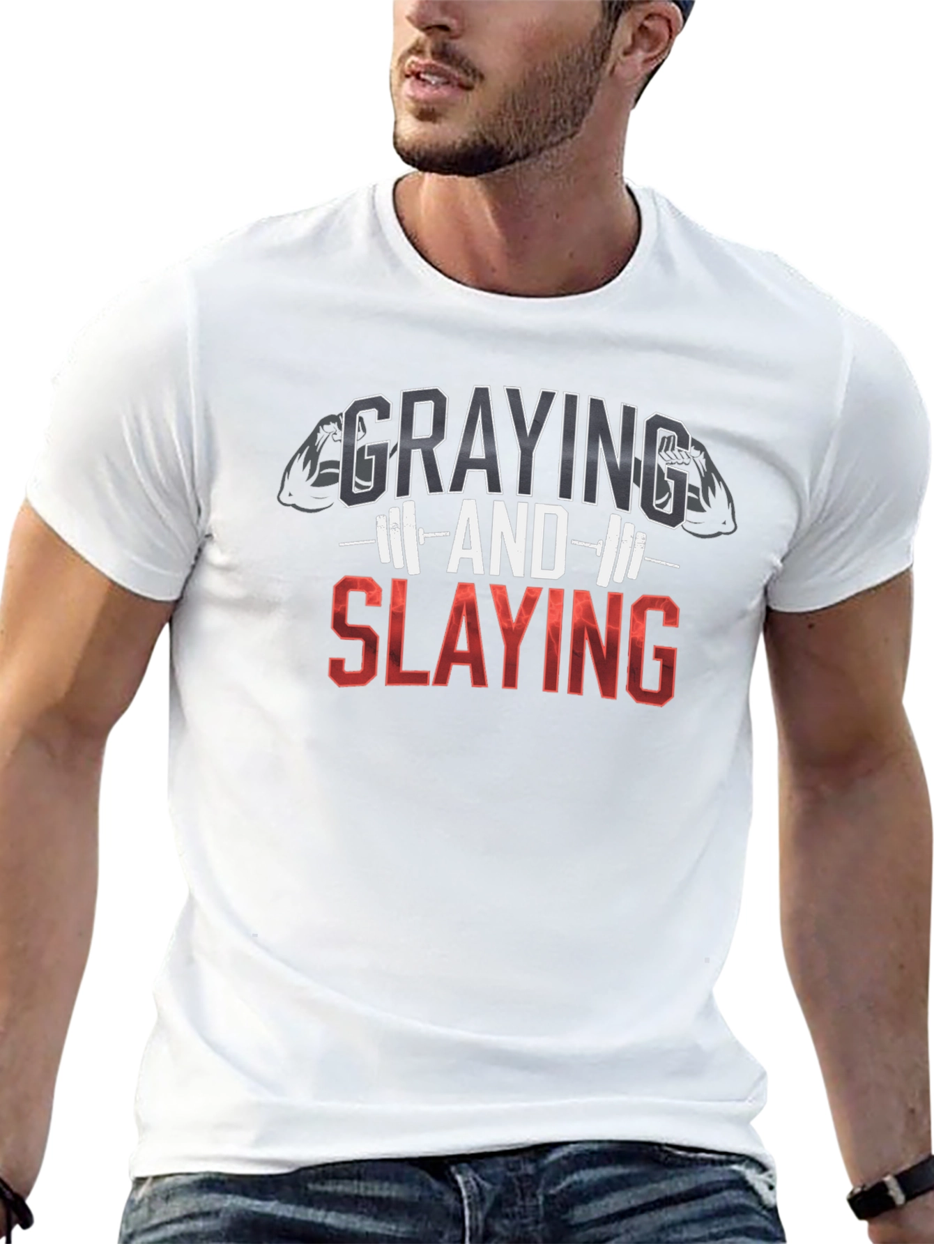 Graying and Slaying Fitness T-Shirt