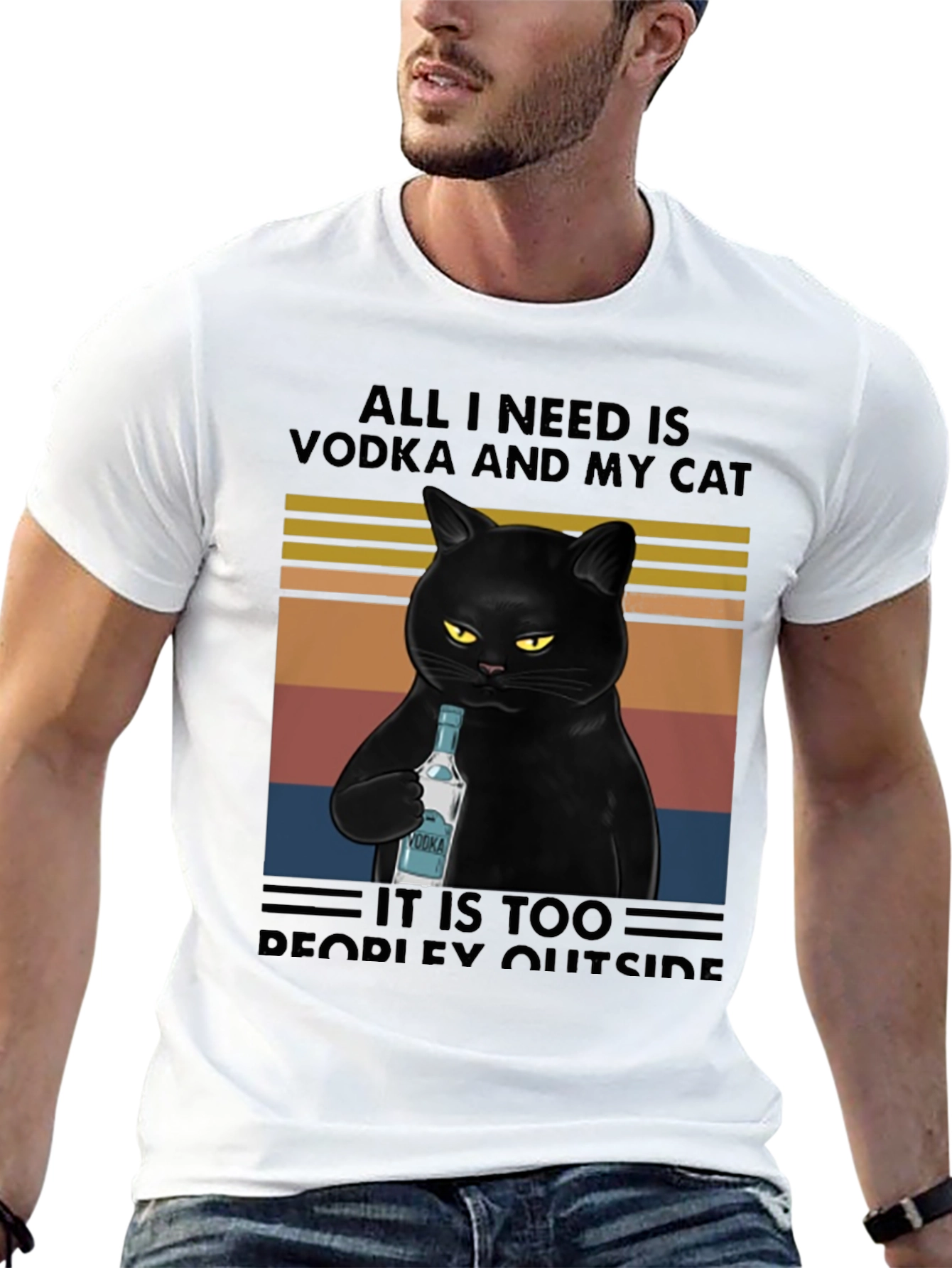 Vodka Cat Graphic Tee - Introvert Humor