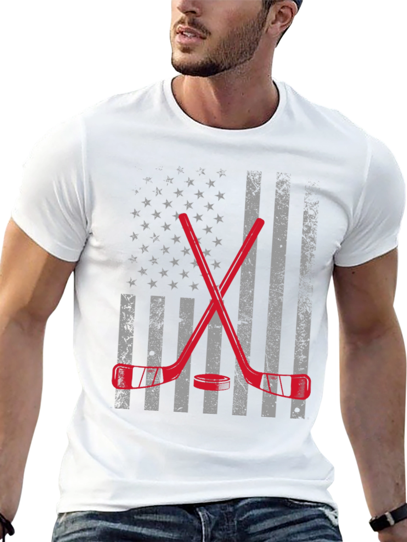 Hockey USA Flag Graphic T-Shirt