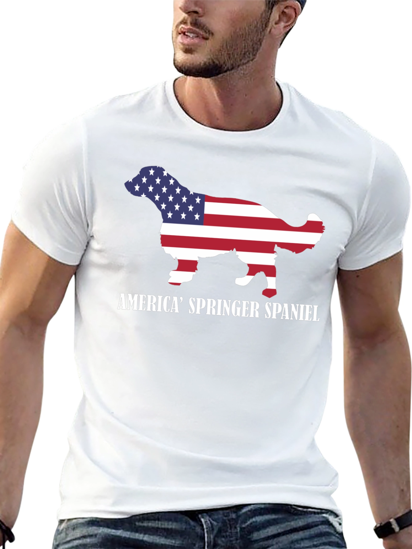 American Springer Spaniel Flag Graphic T-Shirt
