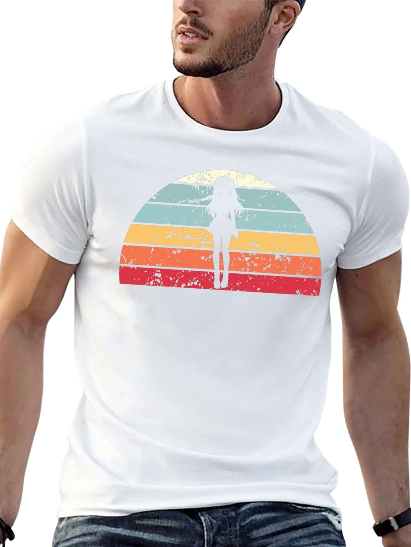Retro Anime Girl Sunset T-Shirt