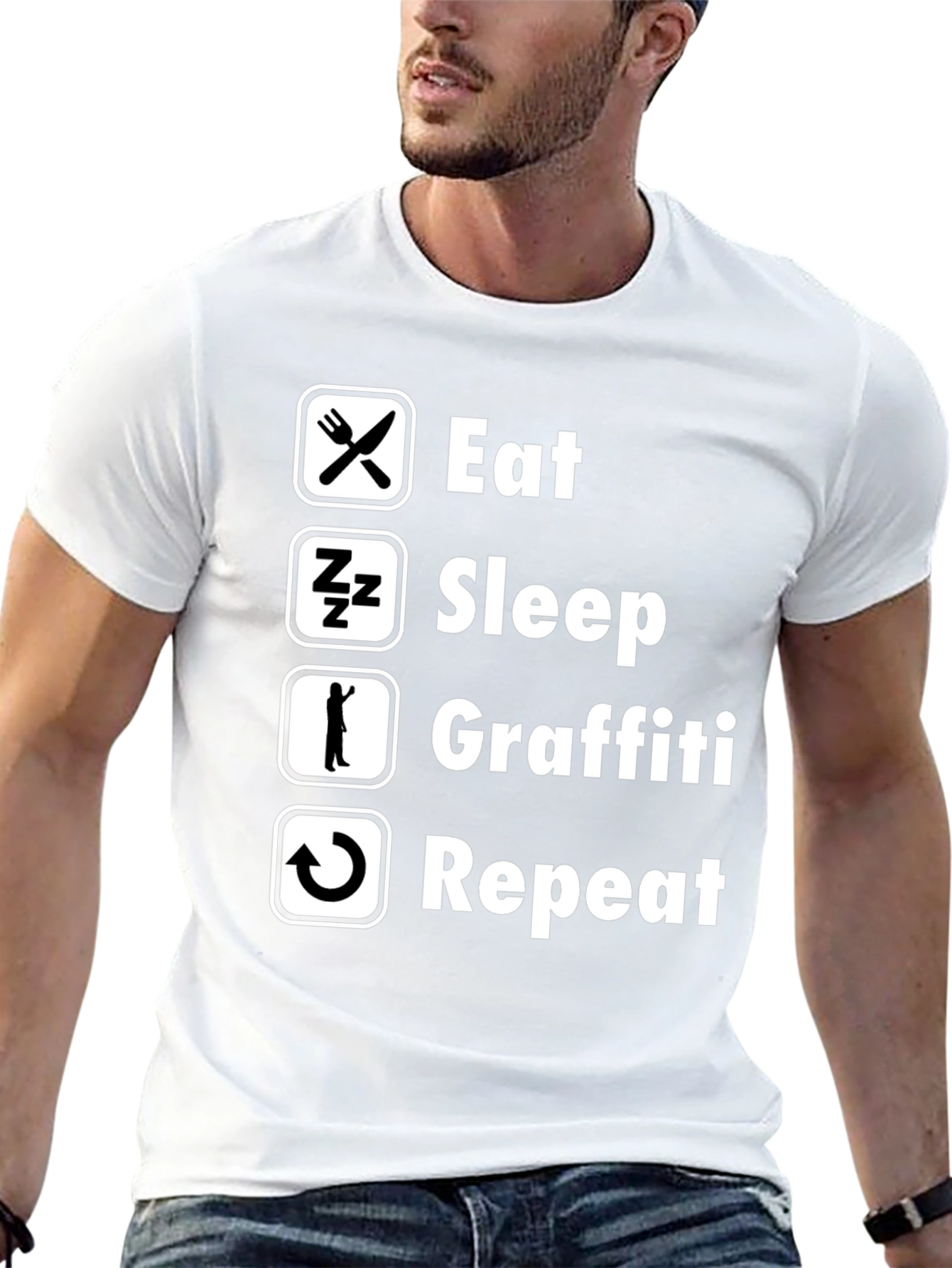 Eat Sleep Graffiti Repeat Graphic Tee - Black