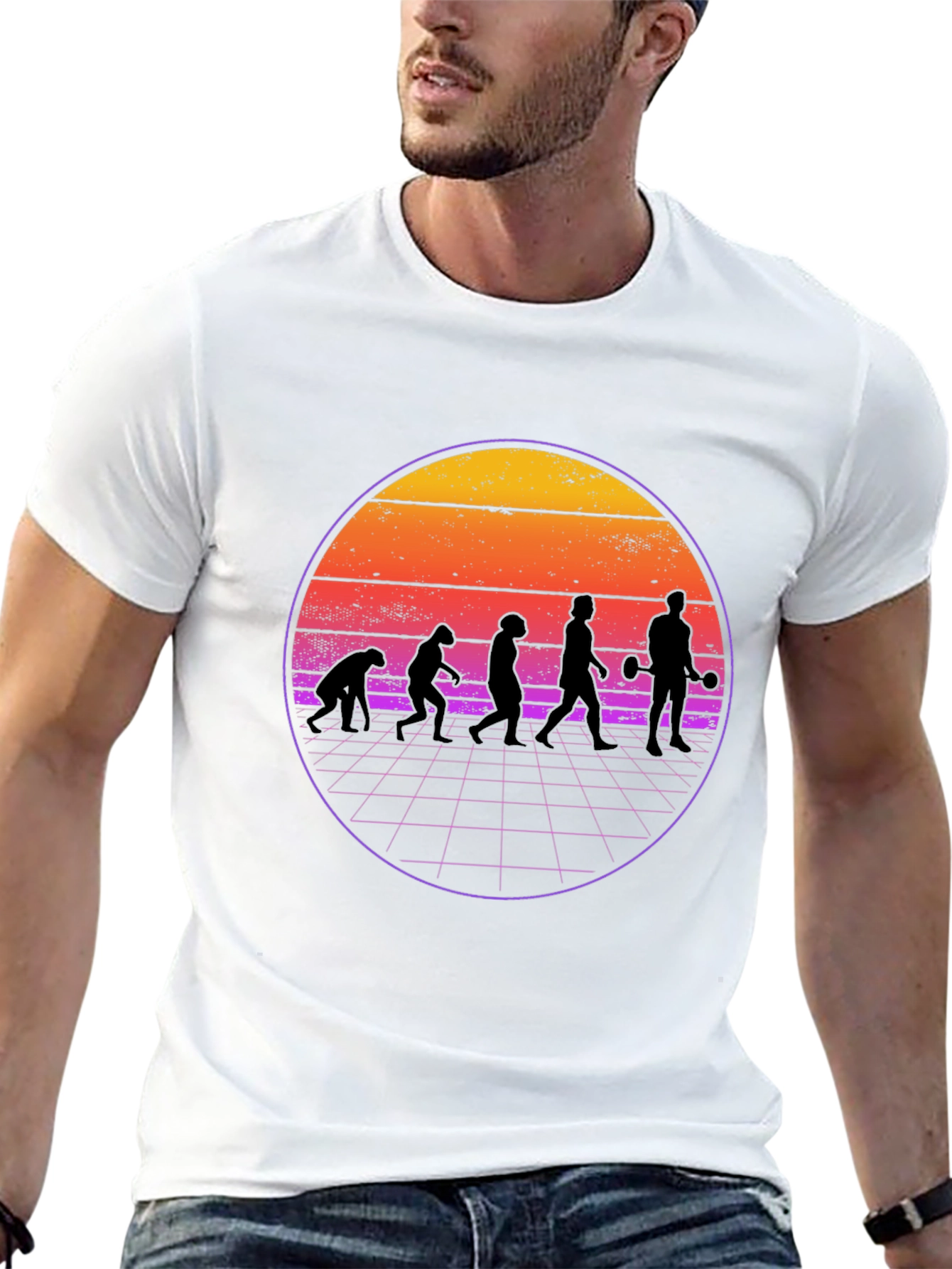 Evolution Gym T-Shirt Retro Weightlifting Tee