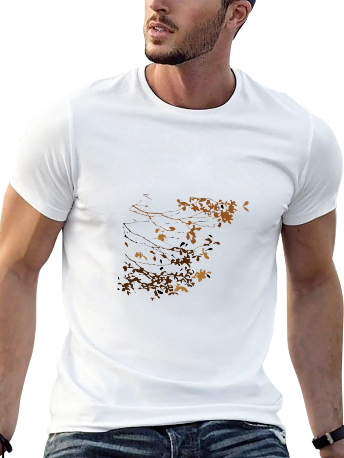 Nature Print Black T-Shirt