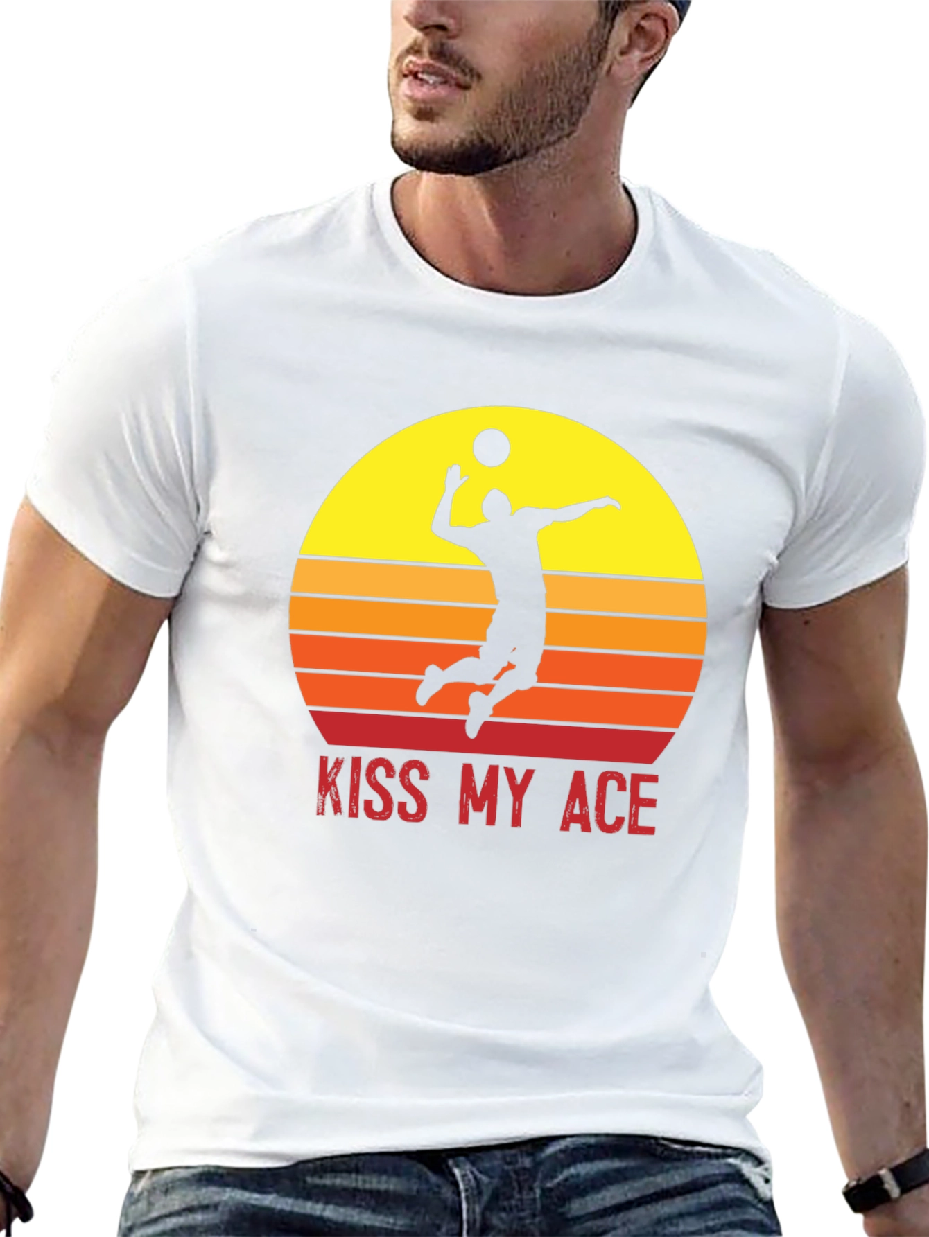 Kiss My Ace Volleyball T-Shirt Sunset Design
