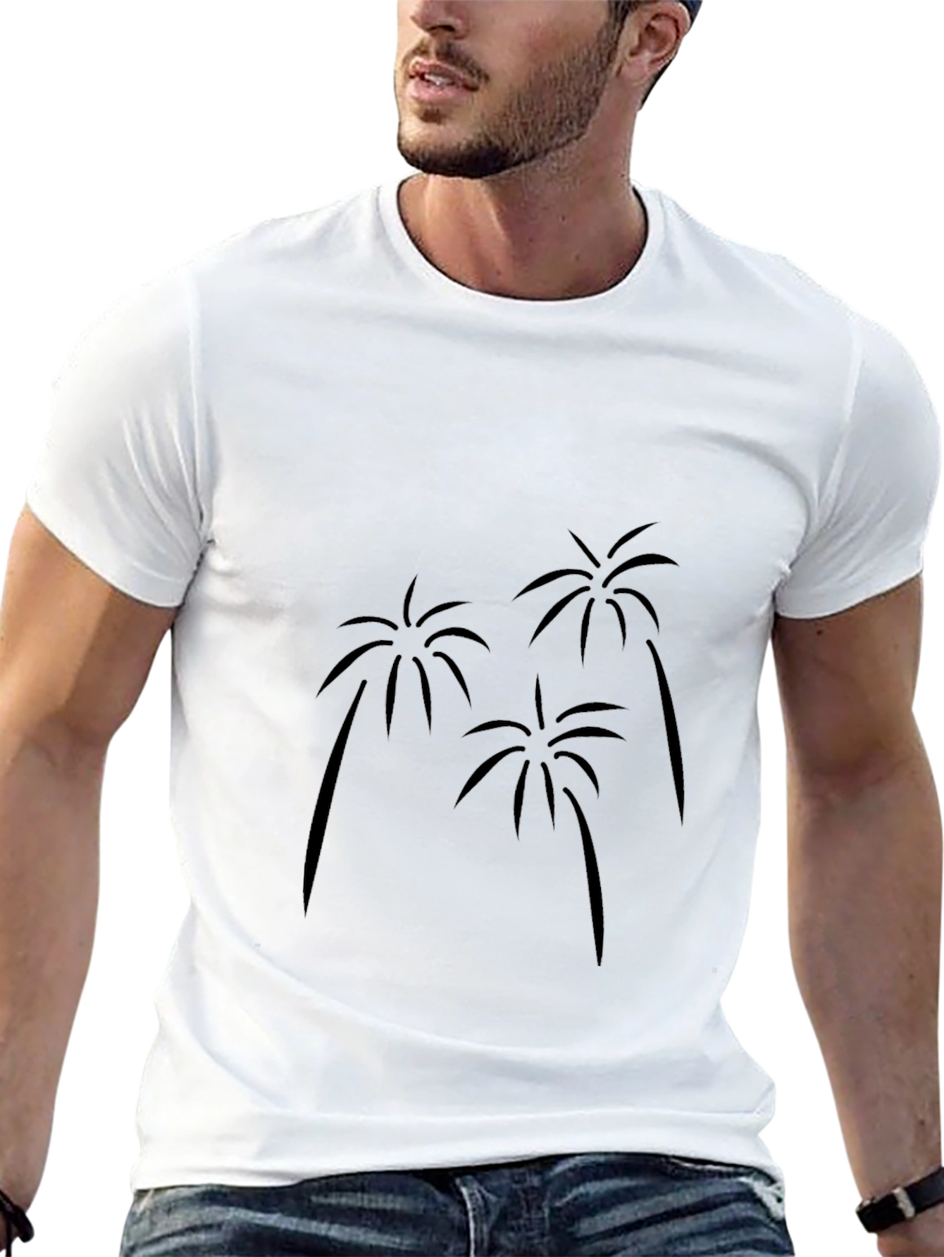 Tropical Palm Tree Graphic Black T-Shirt