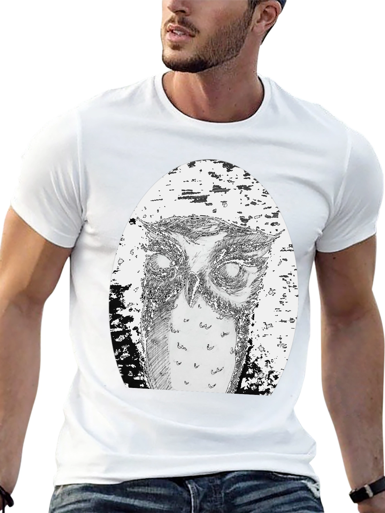 Owl Graphic Tee - Unique Hand Drawn Design