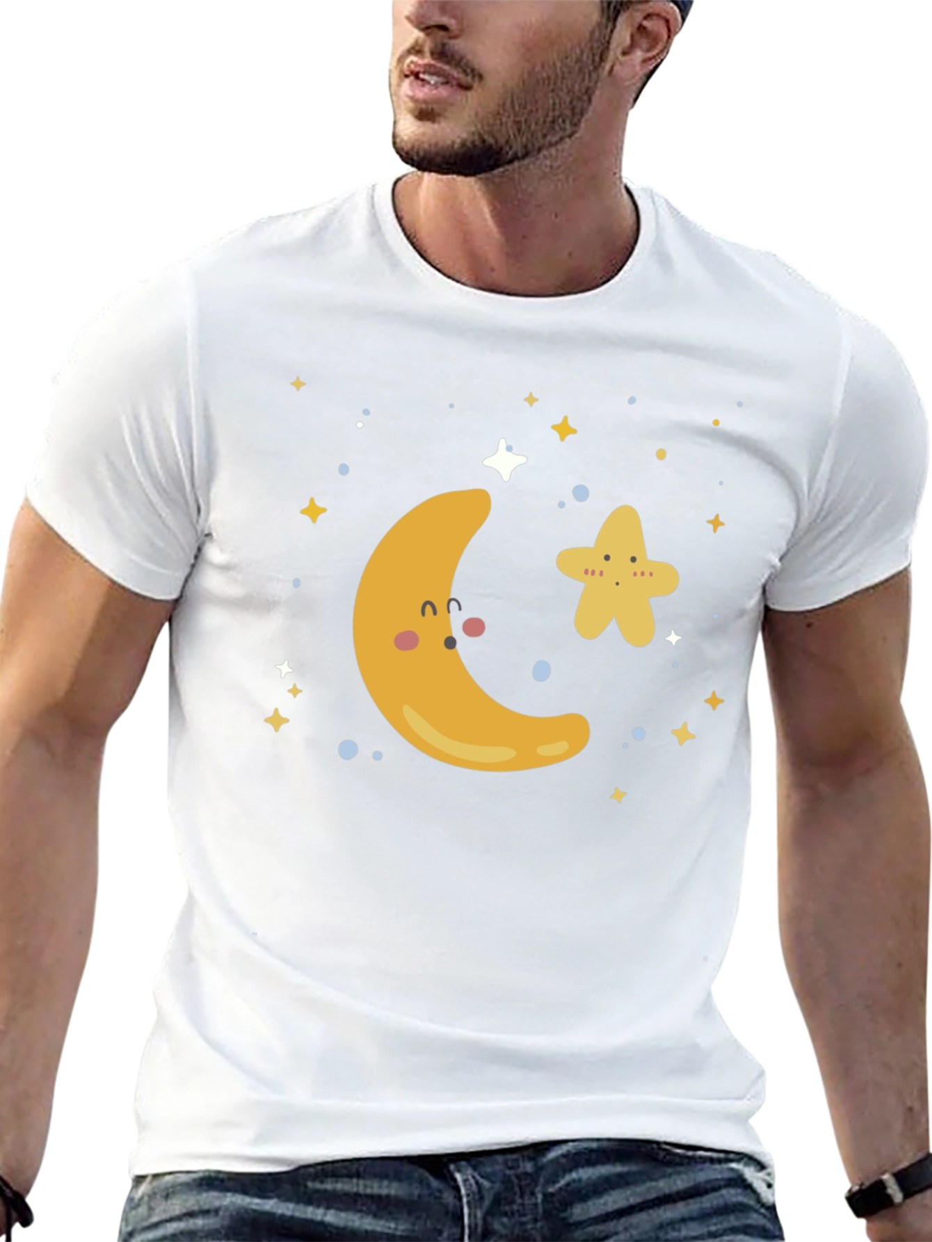 Cute Moon & Star Graphic T-Shirt