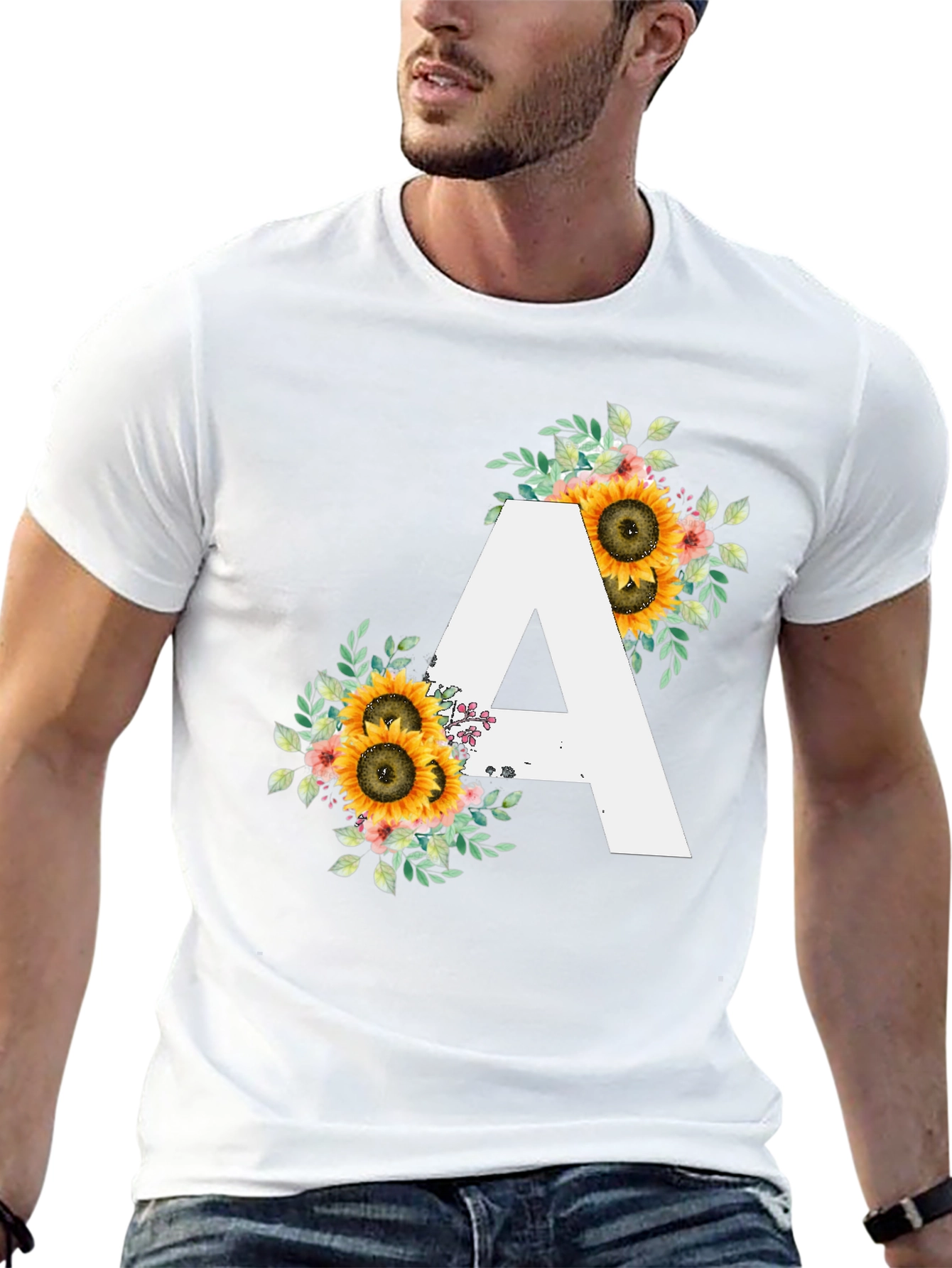Sunflower Letter A Black T-Shirt