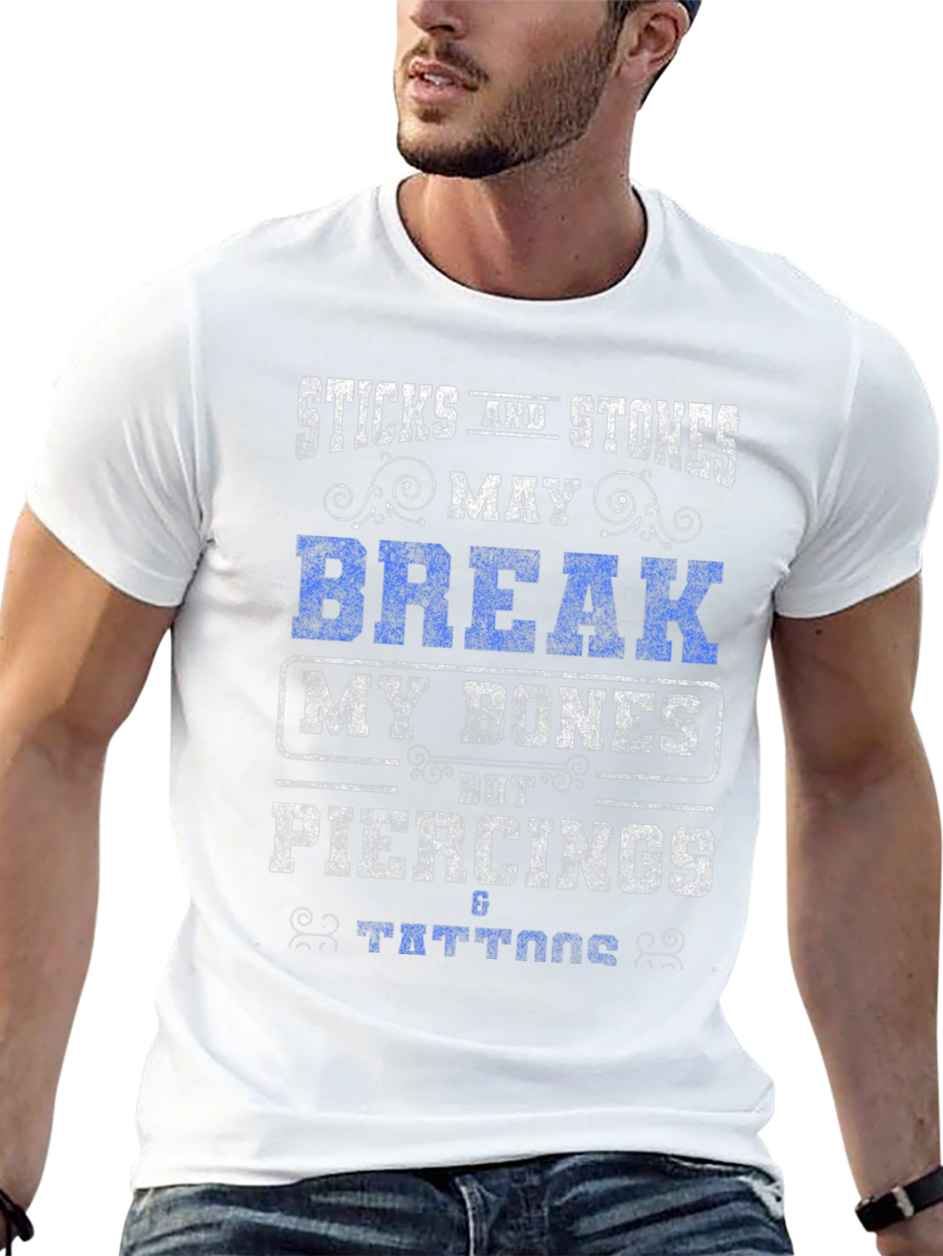Sticks and Stones Piercings Tattoos Graphic T-Shirt