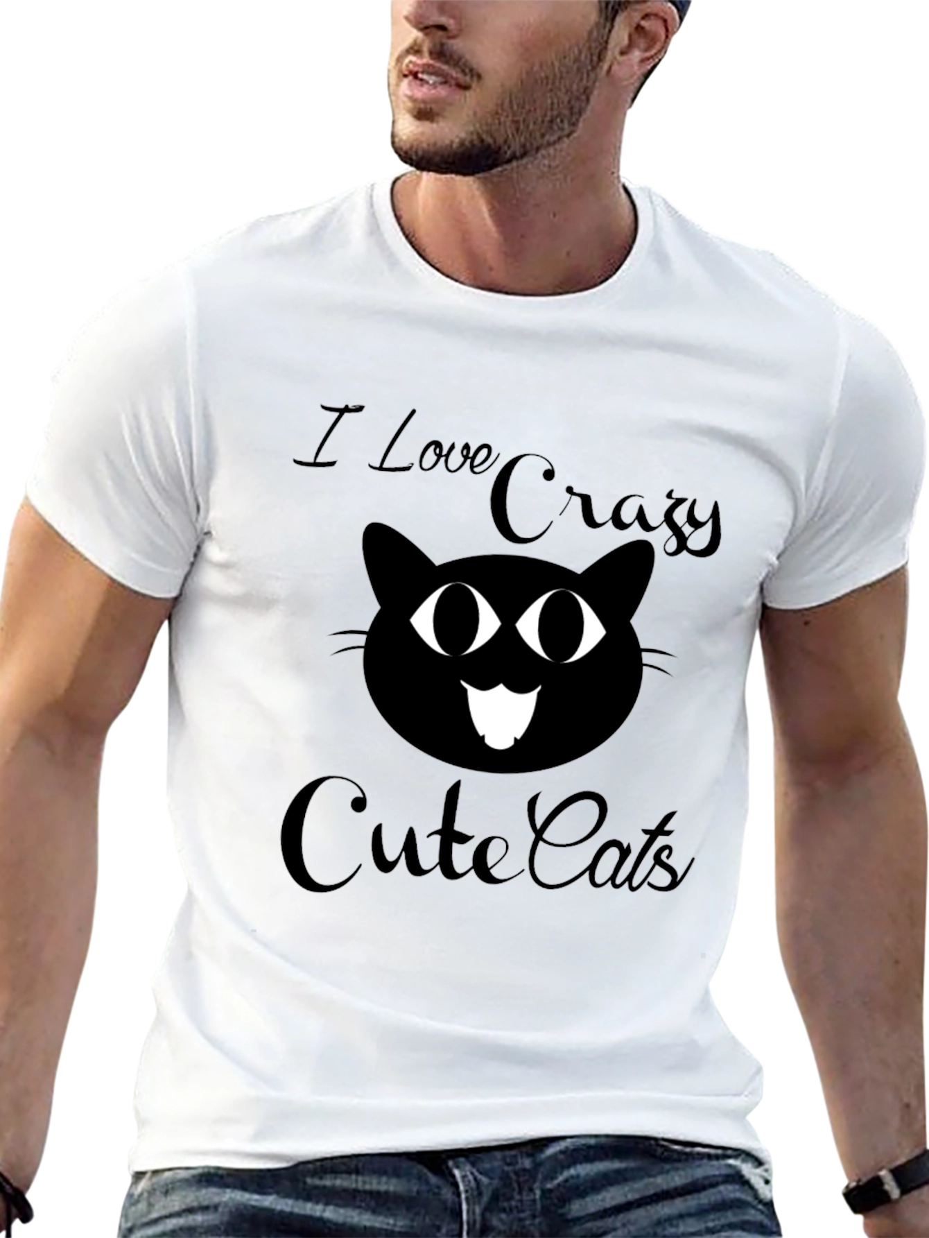 Crazy Cute Cats Graphic Tee - Black Cotton T-Shirt