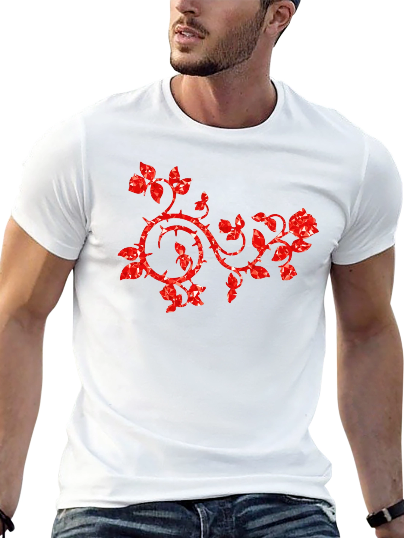 Rose Vines Graphic T-Shirt Black Cotton Tee