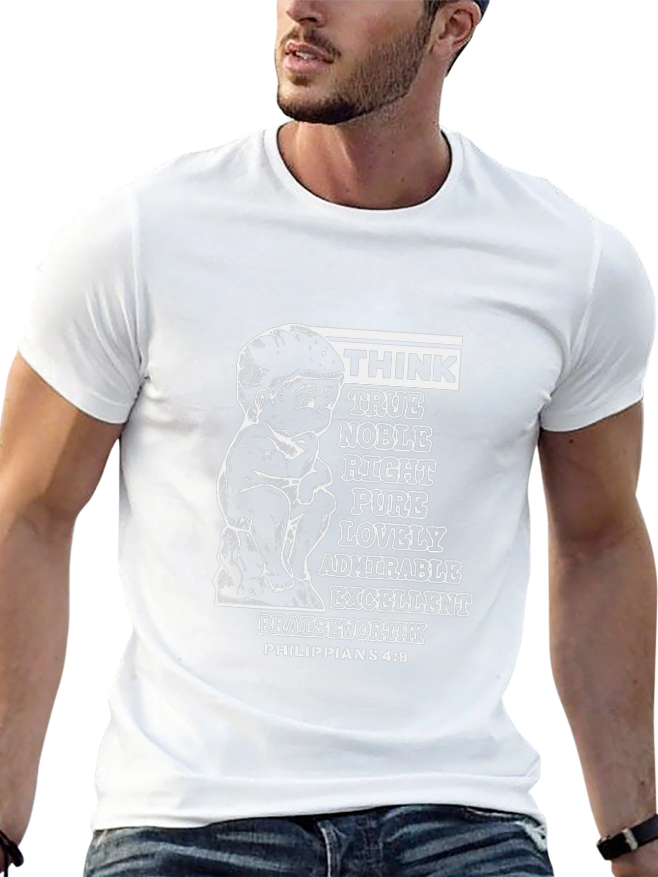 Think Philippians 4:8 Black T-Shirt