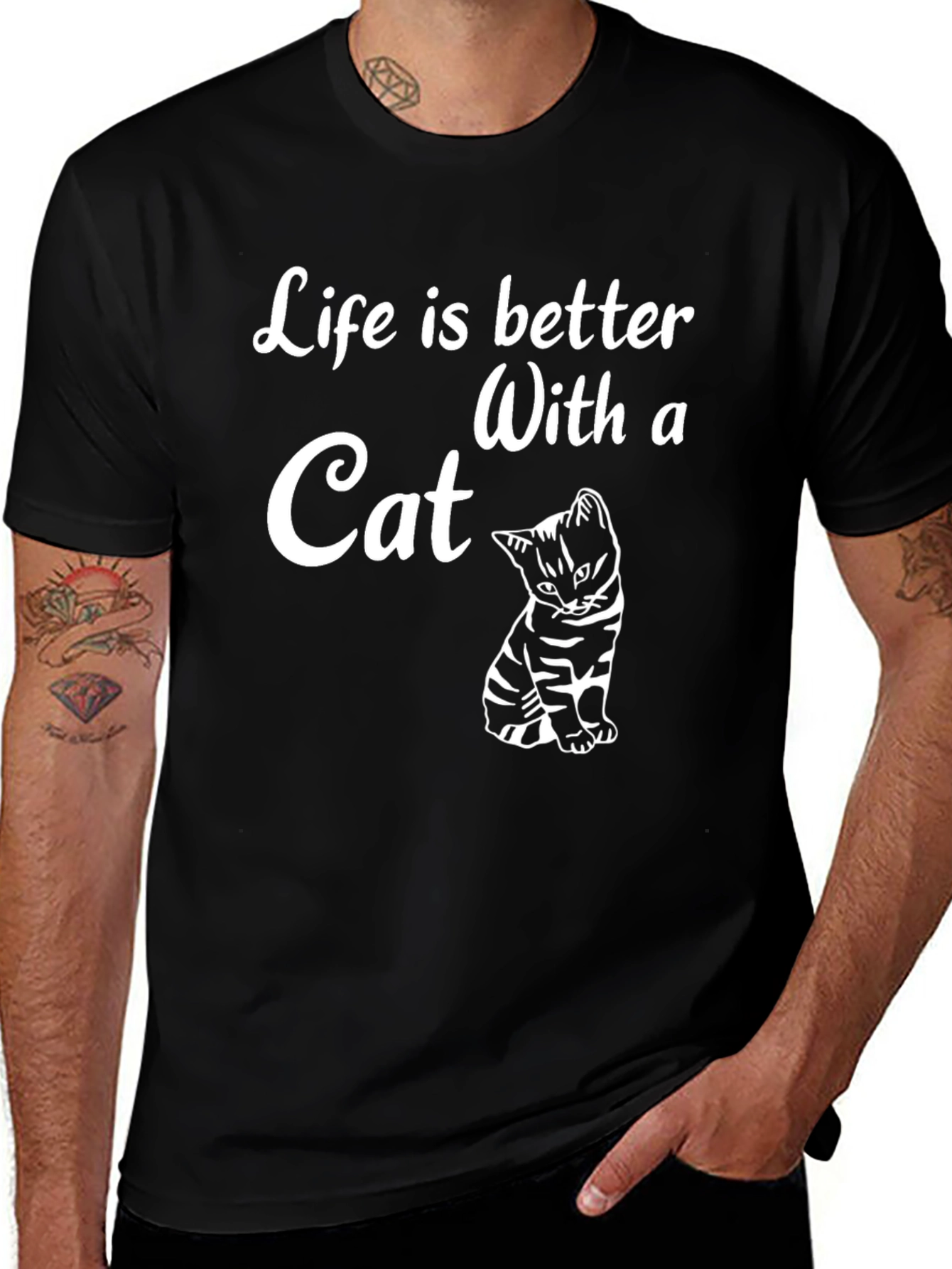Life is Better with a Cat - Graphic T-Shirt