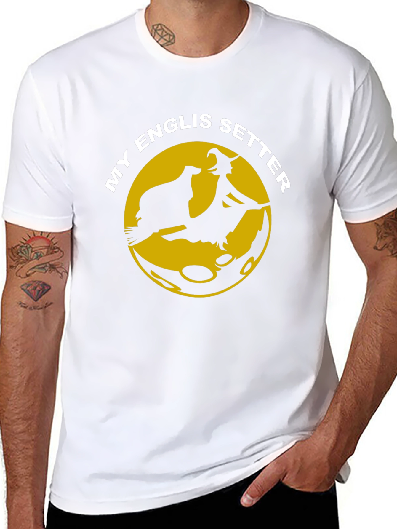 English Setter Witch Moon T-Shirt Halloween Dog Lover Gift