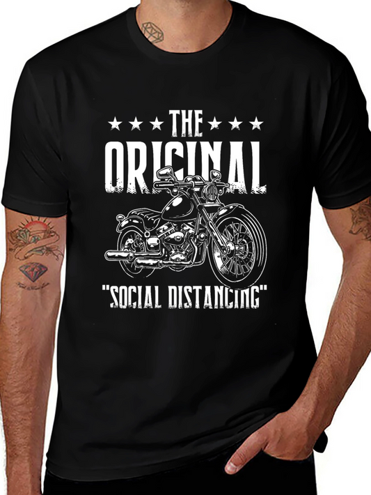 Original Social Distancing Motorcycle Graphic T-Shirt