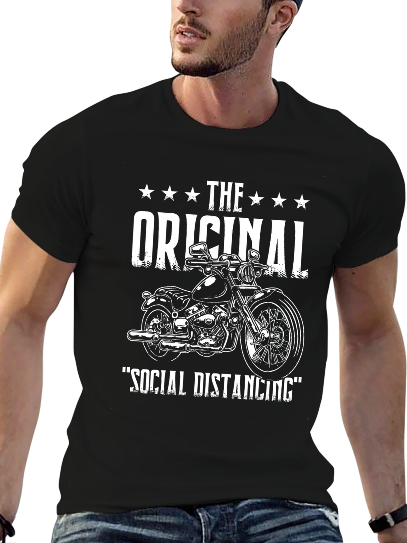 Original Social Distancing Motorcycle Graphic T-Shirt