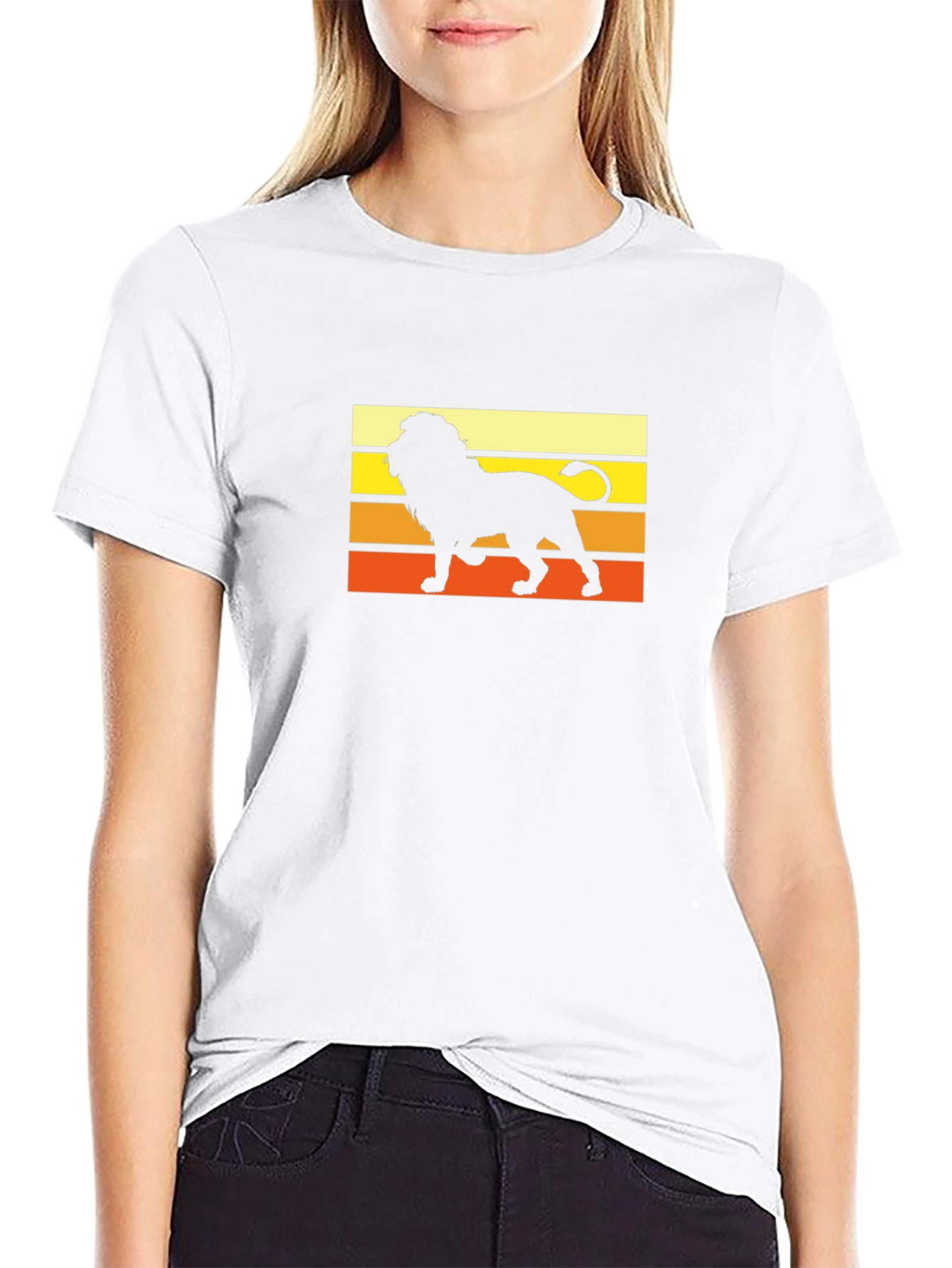 Retro Lion Graphic Tee - Black Cotton Shirt