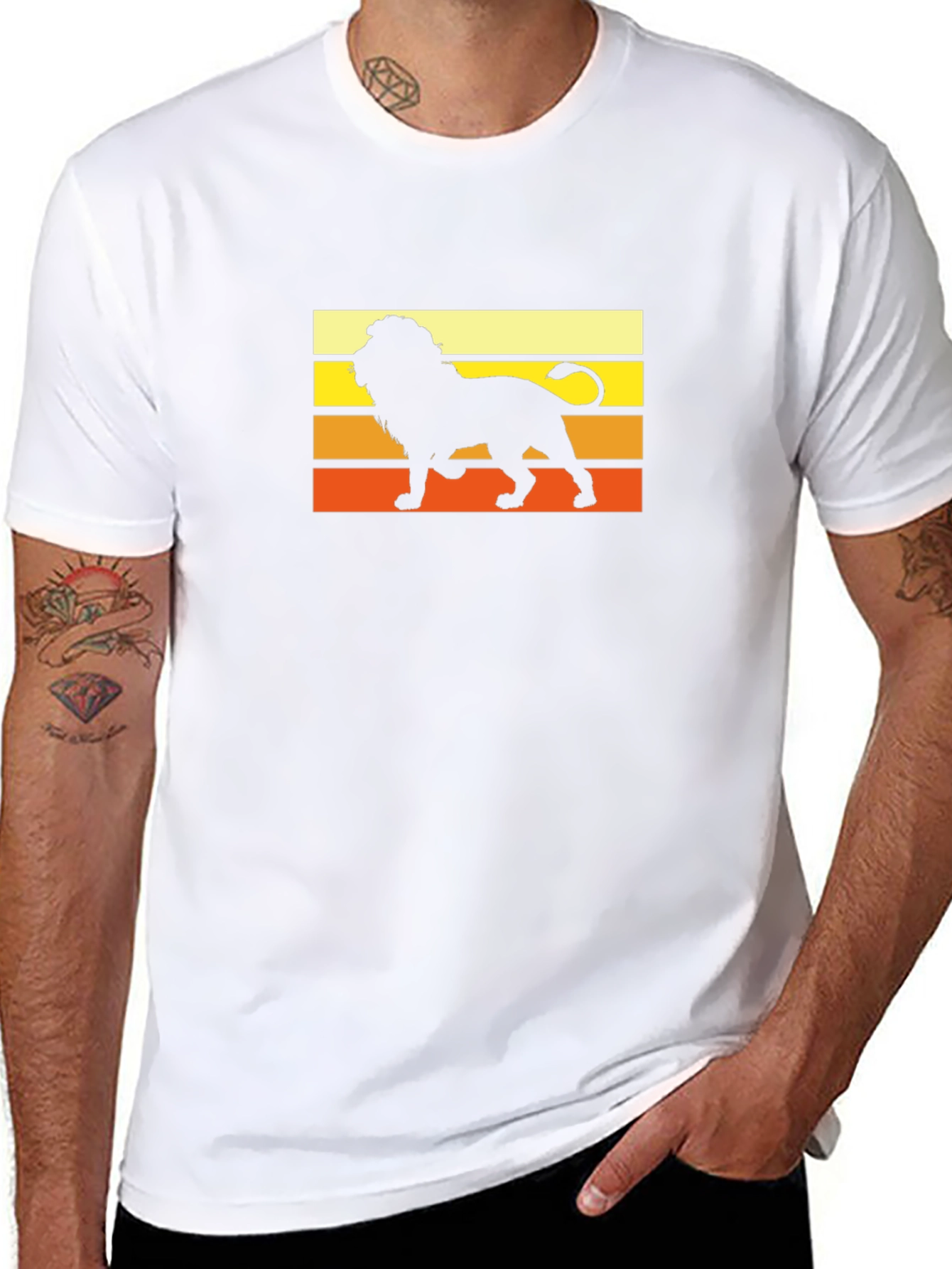 Retro Lion Graphic Tee - Black Cotton Shirt