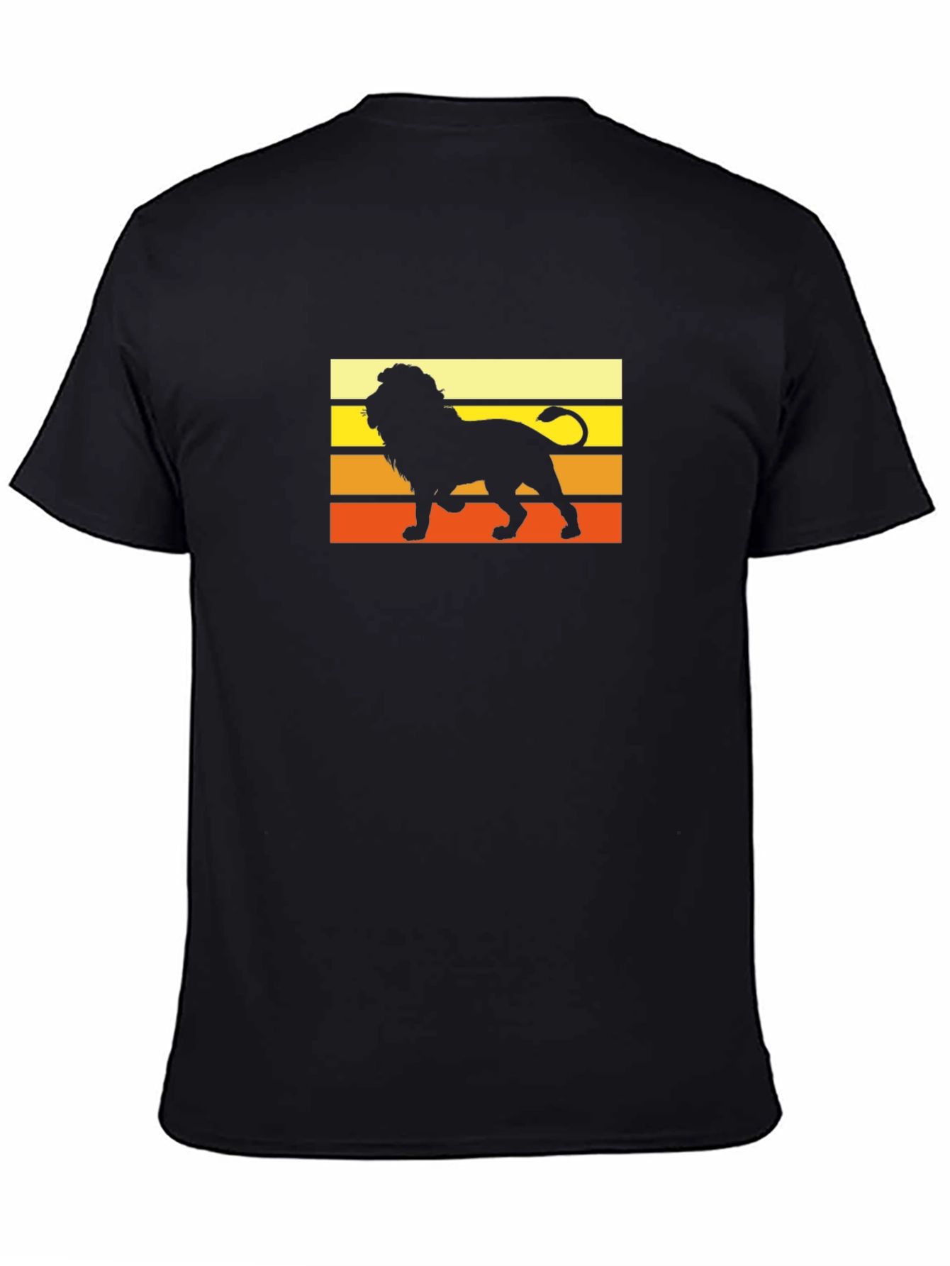 Retro Lion Graphic Tee - Black Cotton Shirt