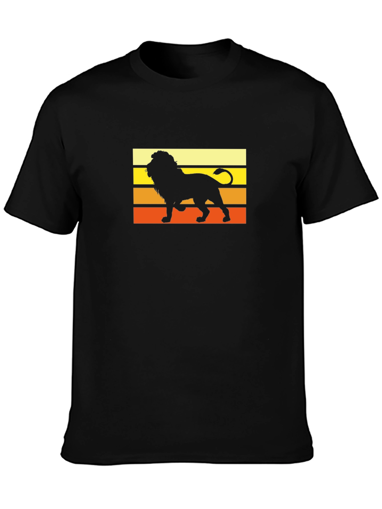 Retro Lion Graphic Tee - Black Cotton Shirt