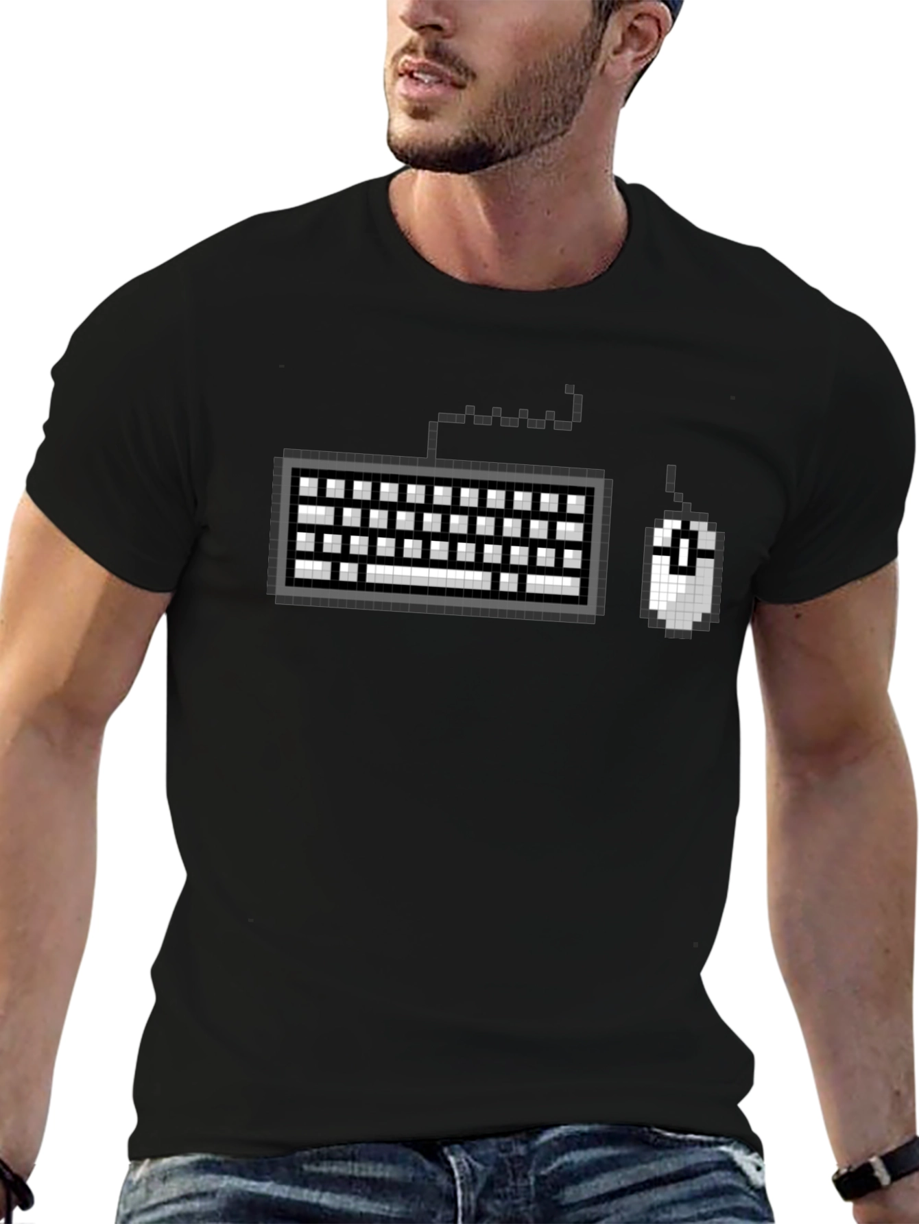 Pixel Keyboard Mouse Gamer Black T-Shirt