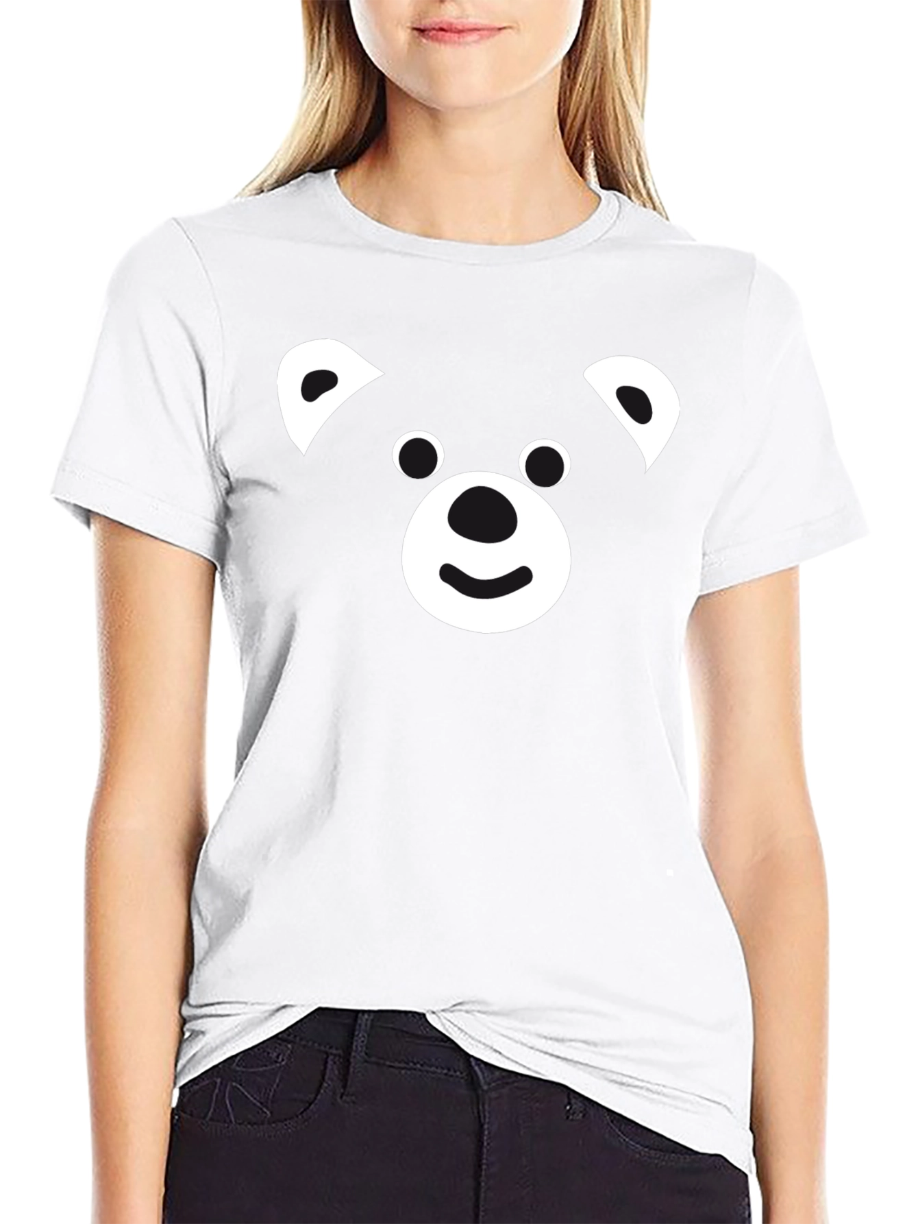 Cute Bear Face Black Graphic Tee