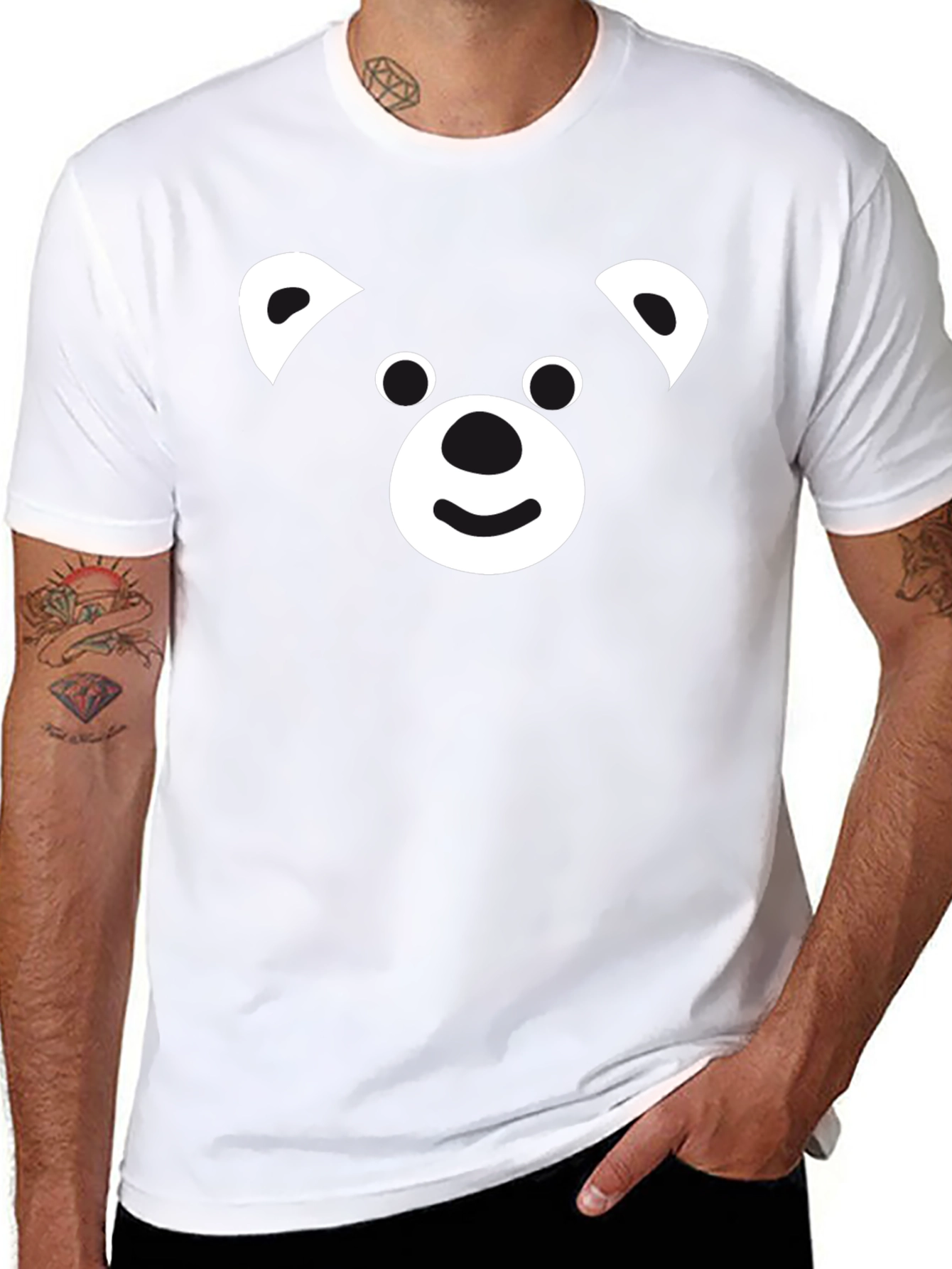 Cute Bear Face Black Graphic Tee