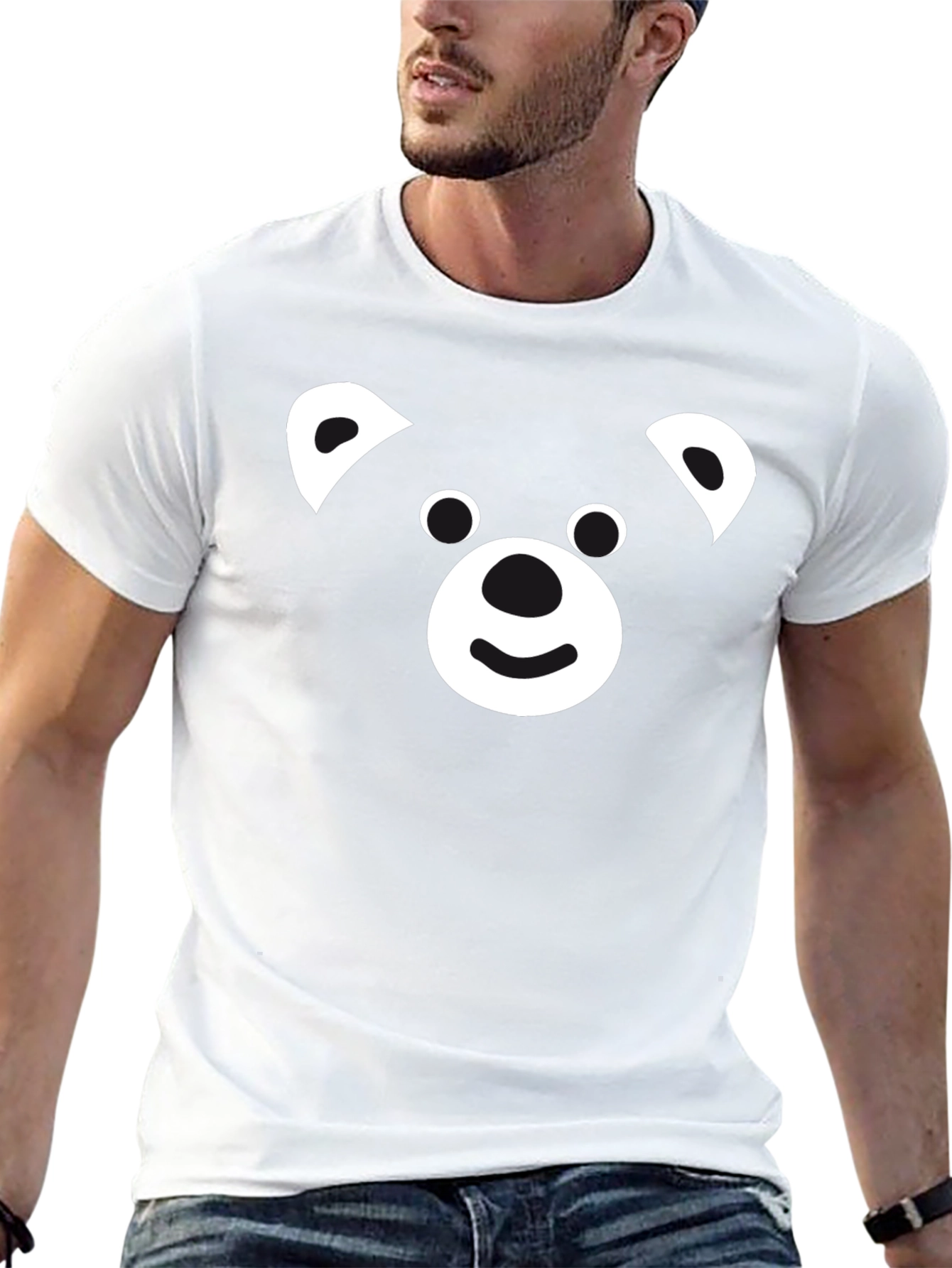 Cute Bear Face Black Graphic Tee