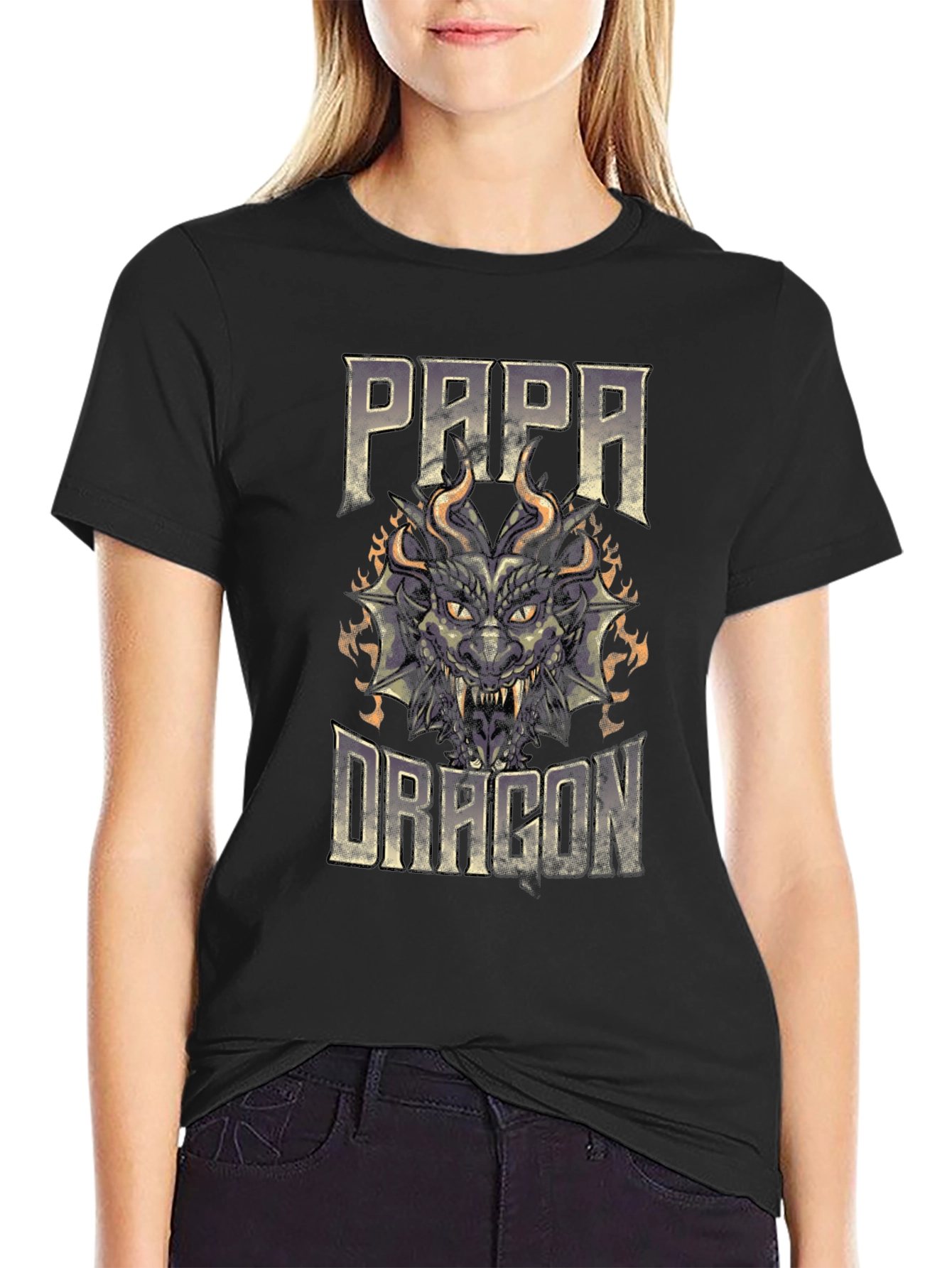 Papa Dragon Graphic T-Shirt - Black
