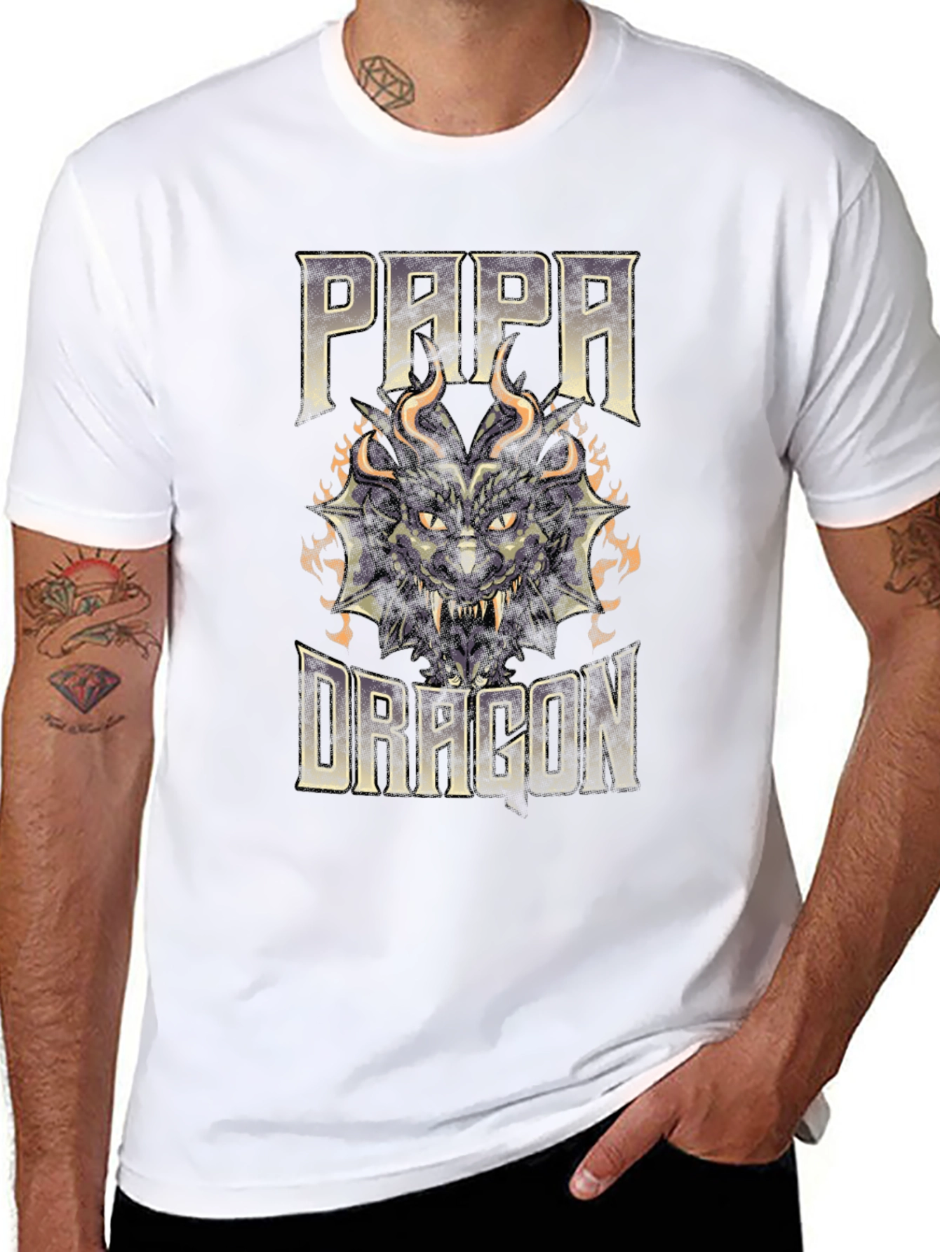 Papa Dragon Graphic T-Shirt - Black