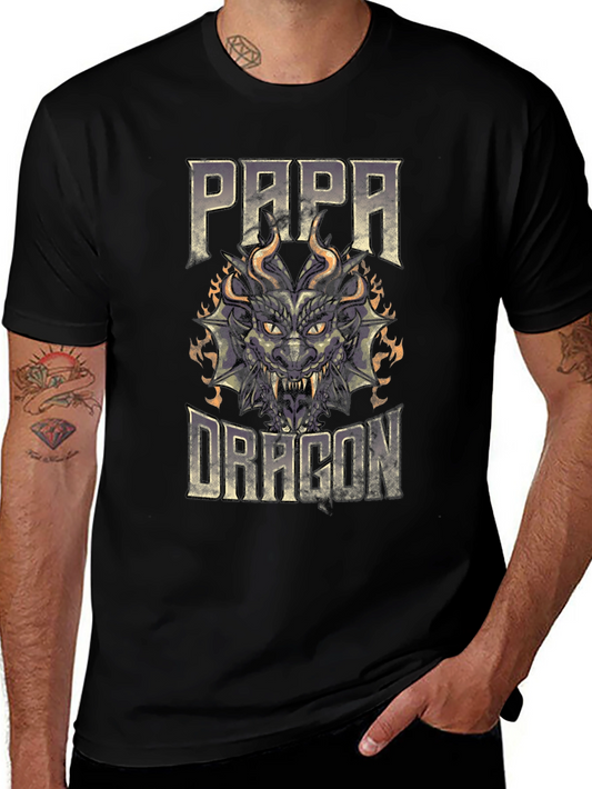 Papa Dragon Graphic T-Shirt - Black