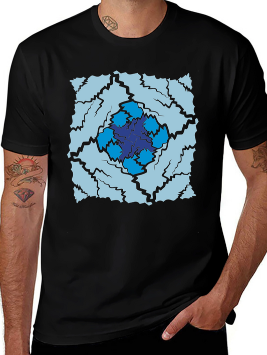 Abstract Geometric Graphic Print Black T-Shirt