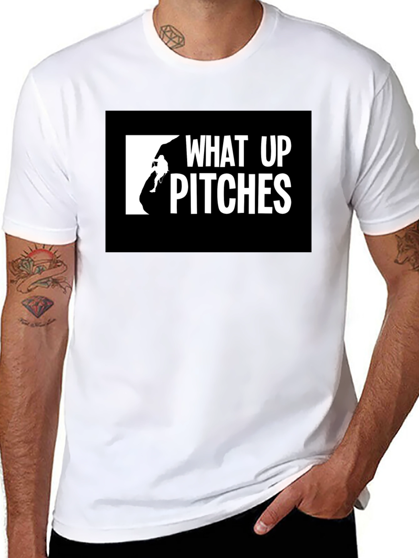 What Up Pitches Black Graphic Tee