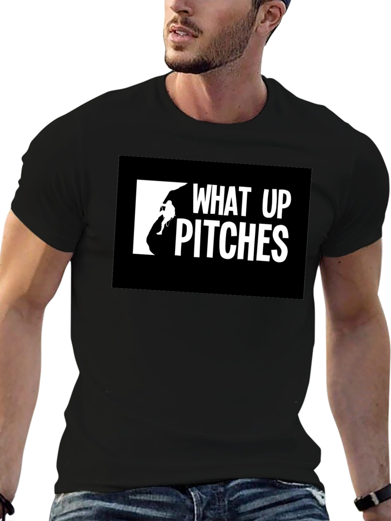 What Up Pitches Black Graphic Tee