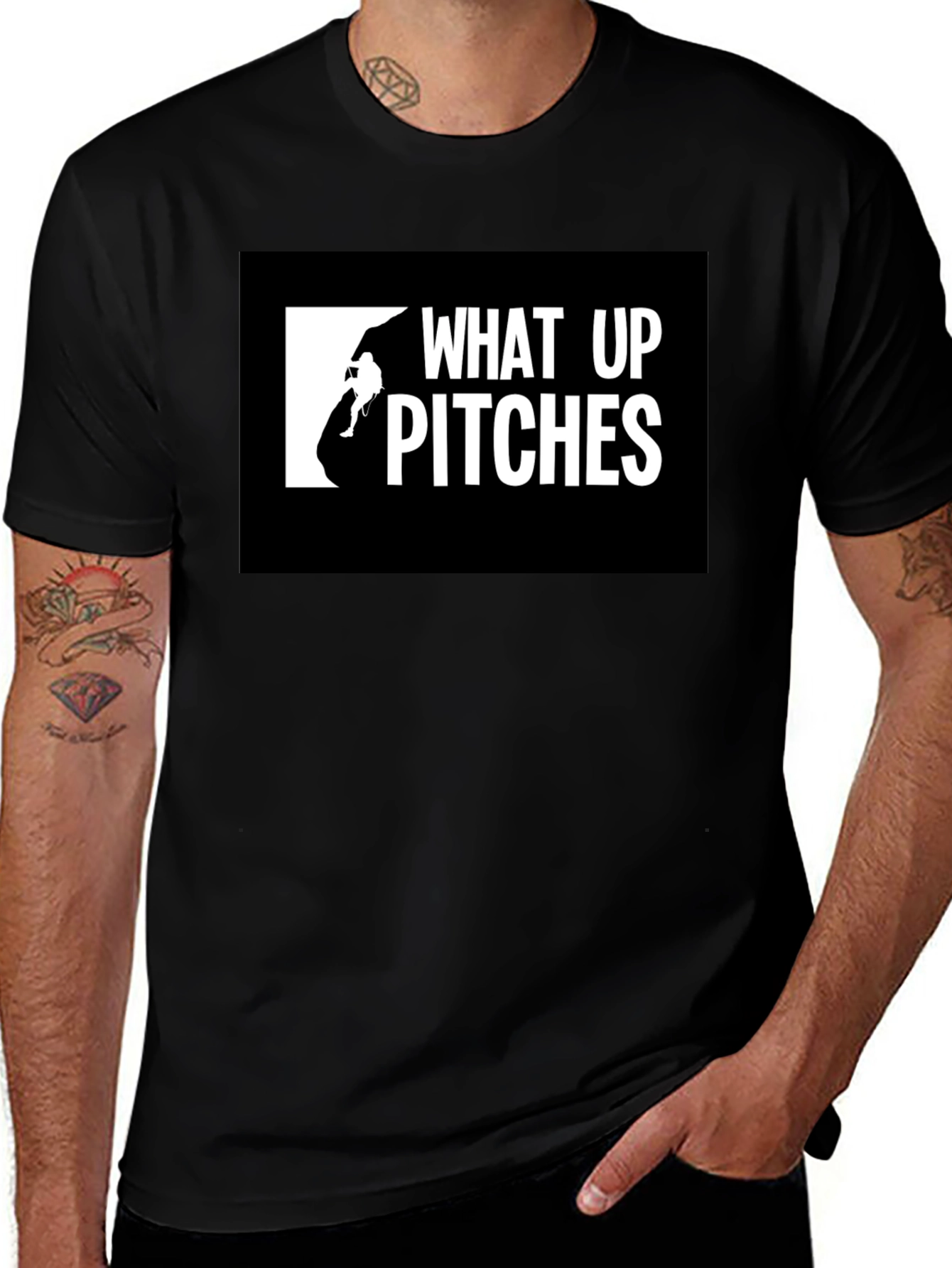 What Up Pitches Black Graphic Tee