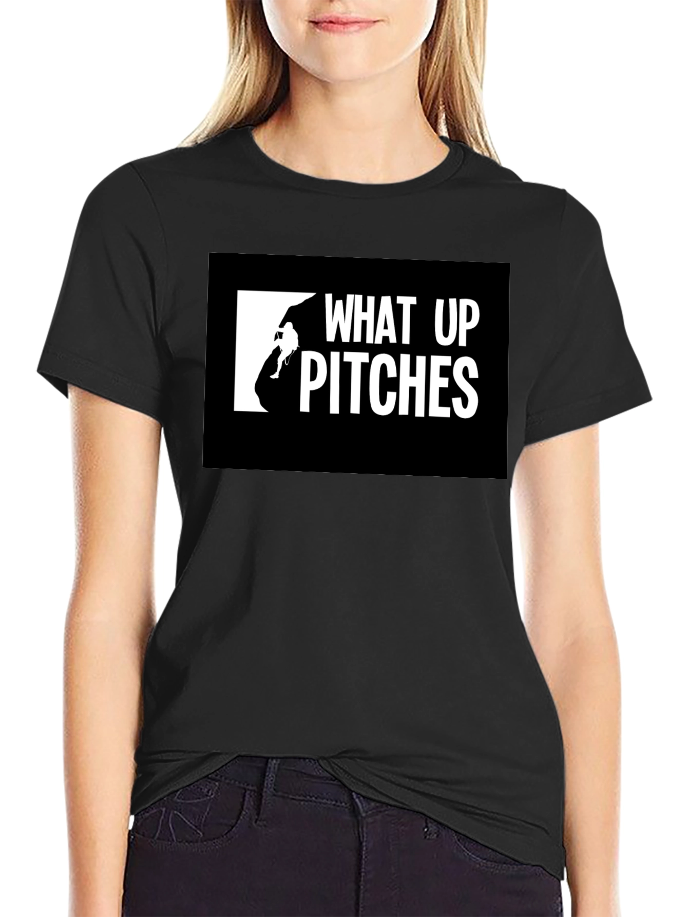 What Up Pitches Black Graphic Tee