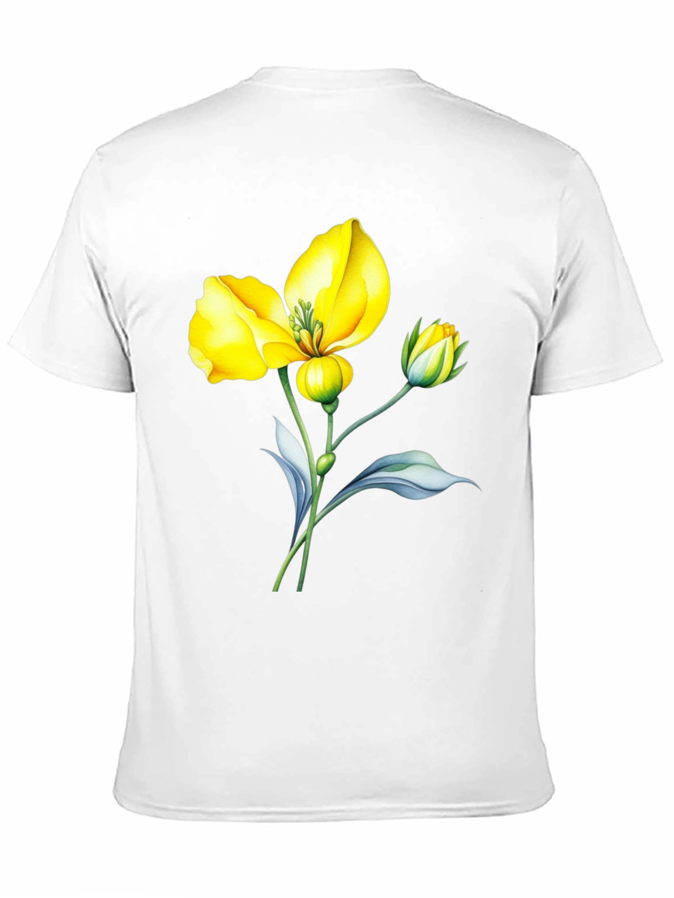 Black T-Shirt with Yellow Flower Graphic