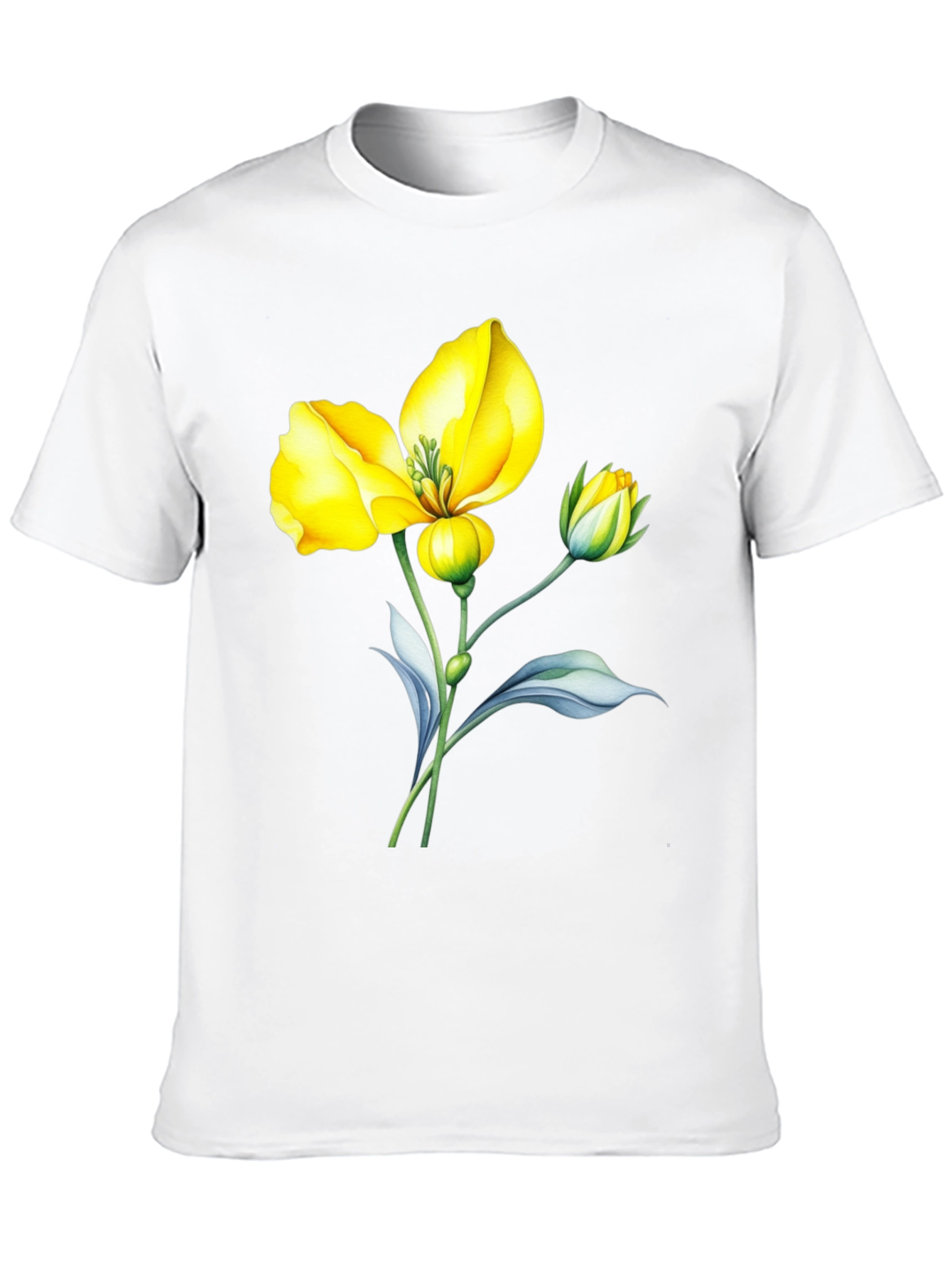 Black T-Shirt with Yellow Flower Graphic