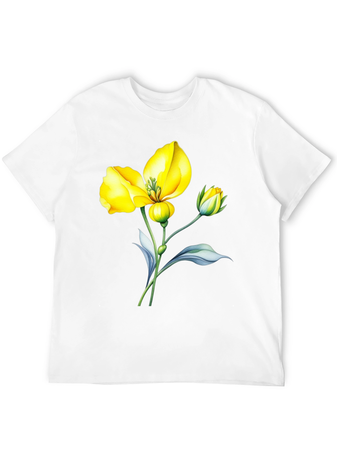 Black T-Shirt with Yellow Flower Graphic