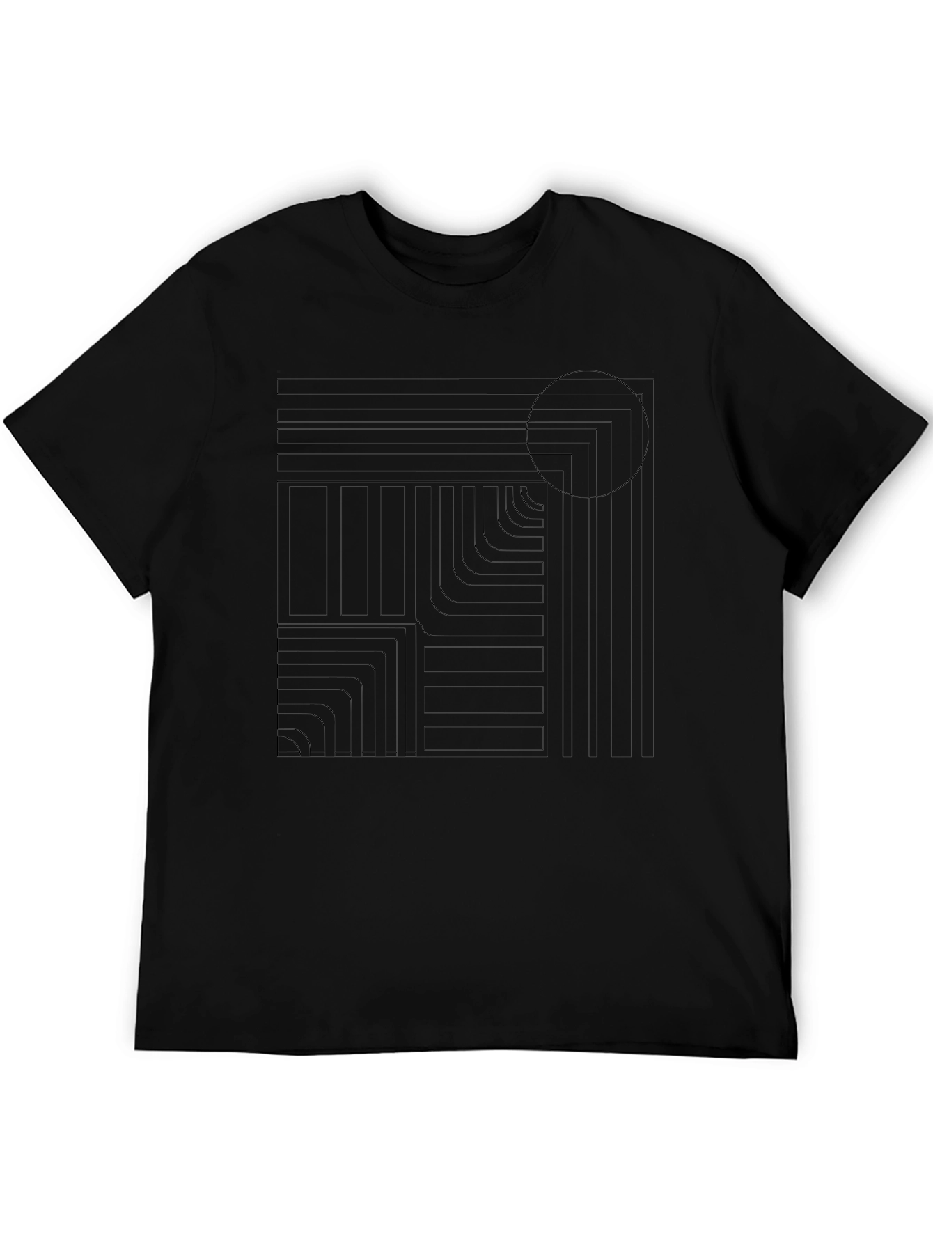 Geometric Graphic Print Mens Black T-Shirt