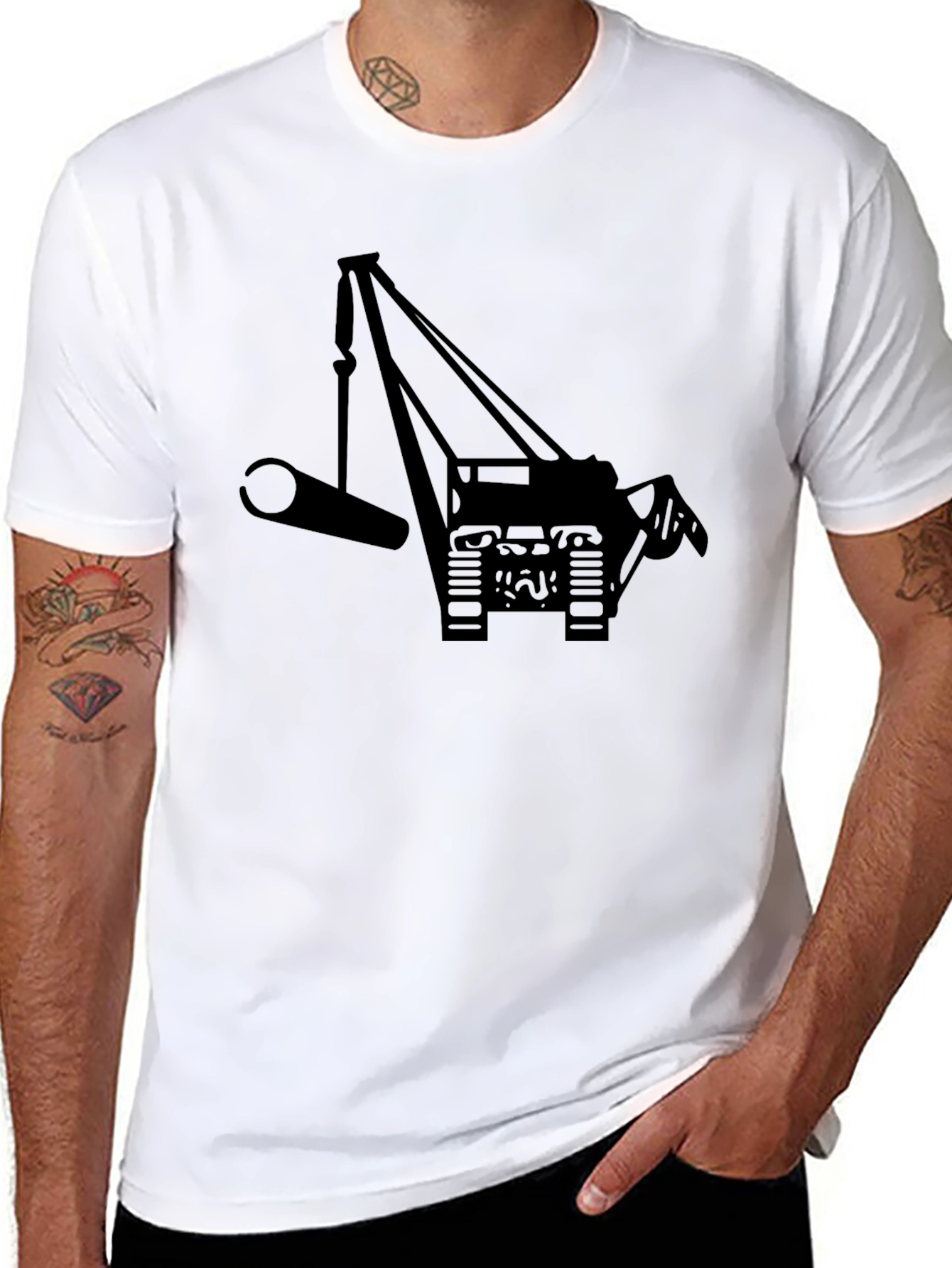 Crane Silhouette Graphic Tee - Black Cotton Blend