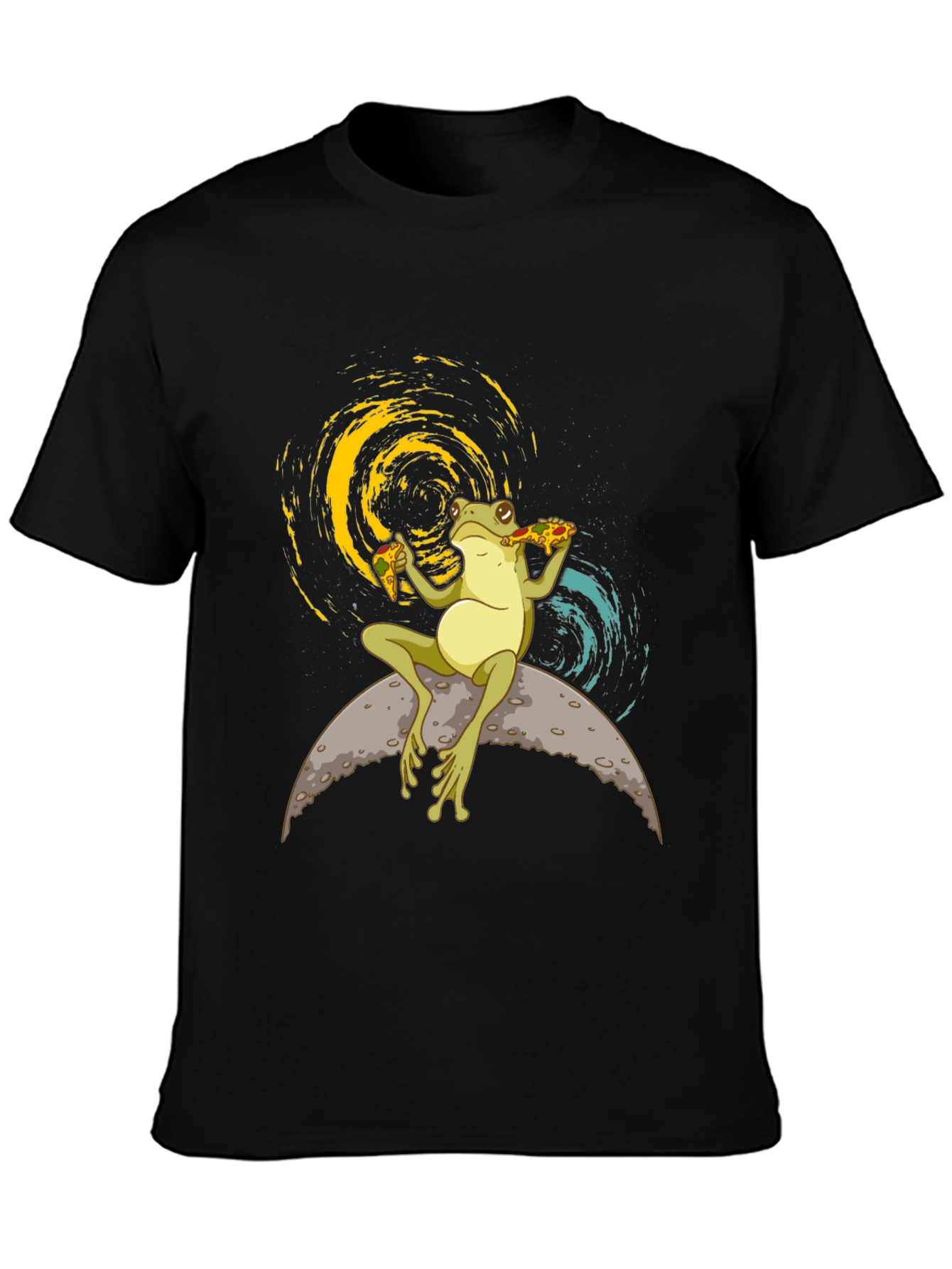 Frog on the Moon Eating Pizza T-Shirt