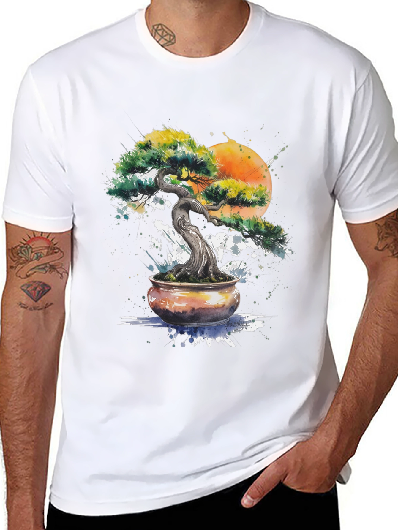 Bonsai Tree Graphic T-Shirt - Nature Inspired Design