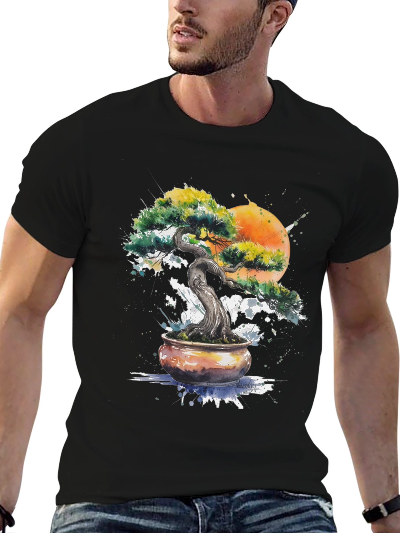 Bonsai Tree Graphic T-Shirt - Nature Inspired Design