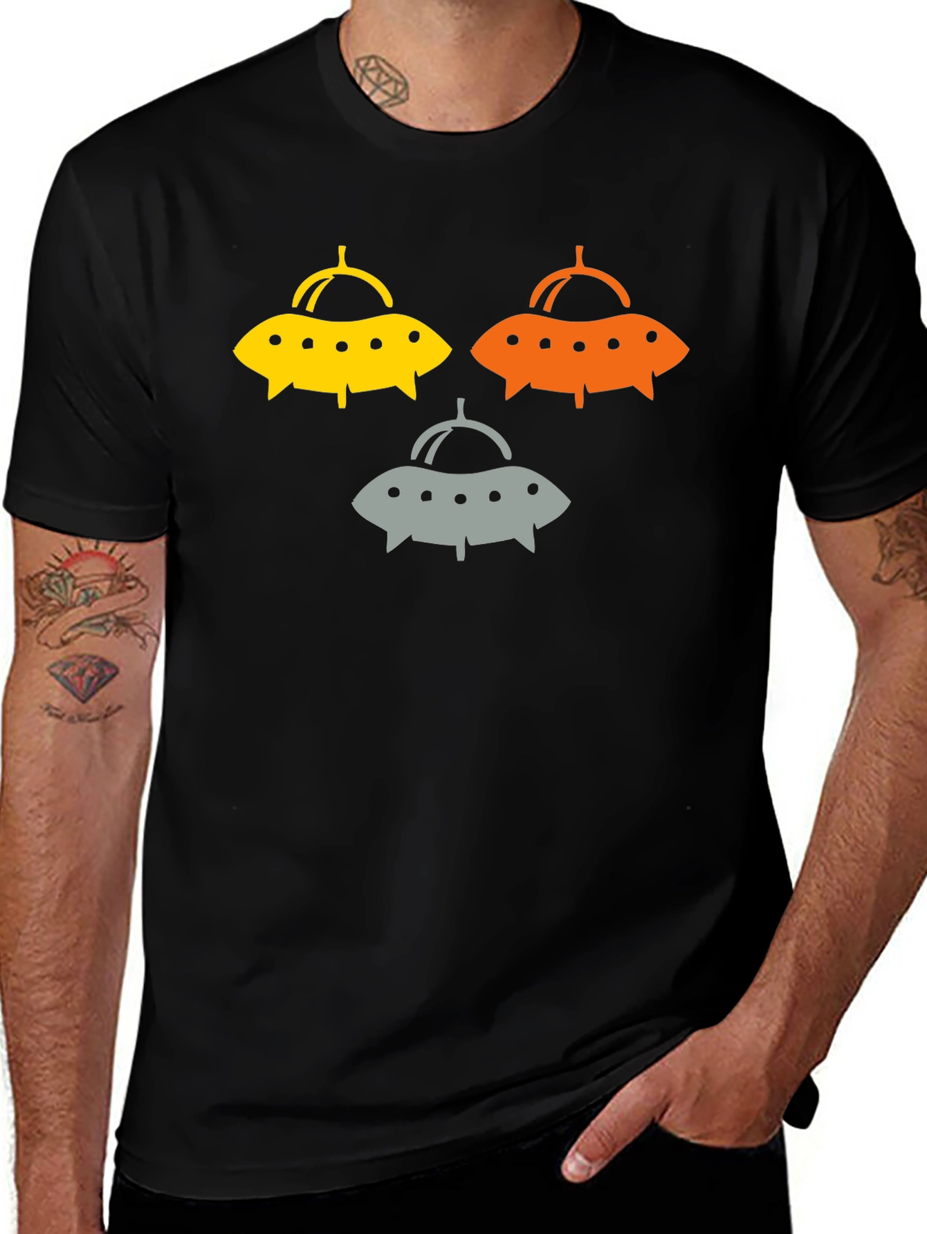 UFO Graphic Tee - Sci-Fi Style Black T-Shirt