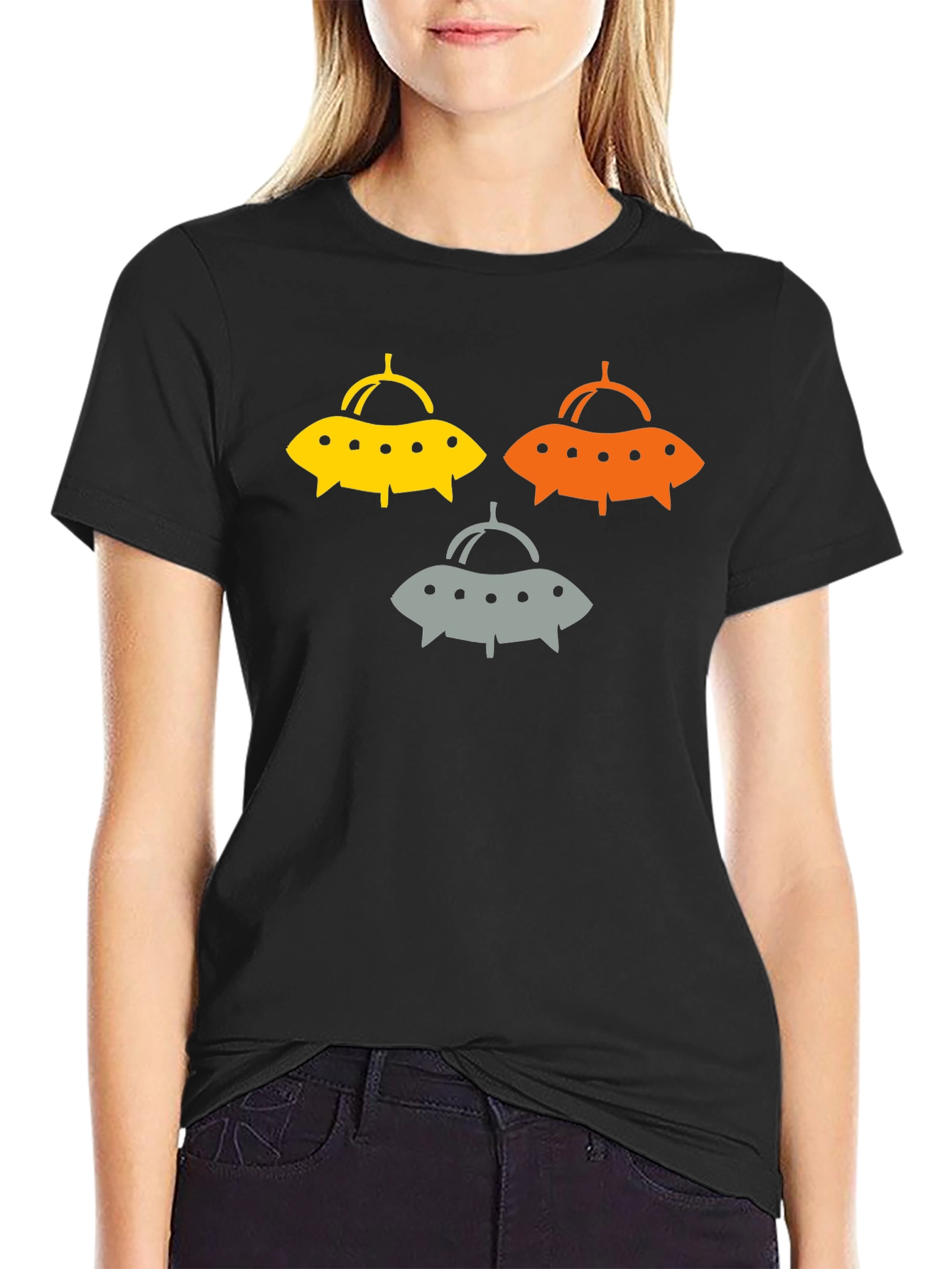 UFO Graphic Tee - Sci-Fi Style Black T-Shirt