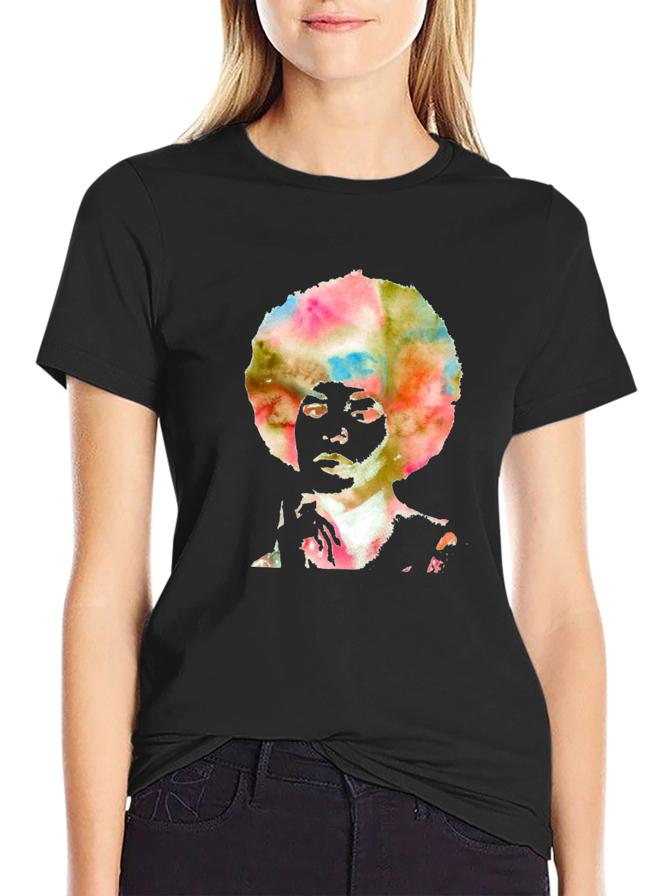 Retro Afro Art Mens Black T-Shirt