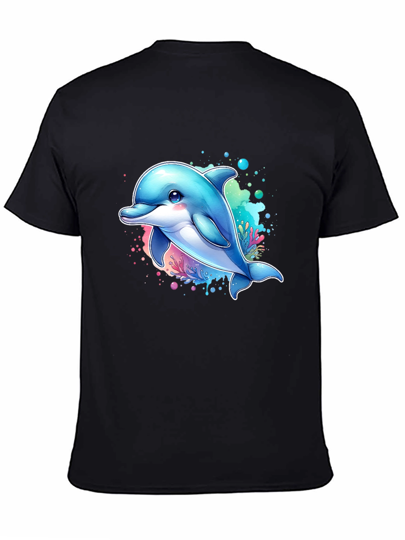 Dolphin Graphic Tee - Black Cotton Blend Casual Wear