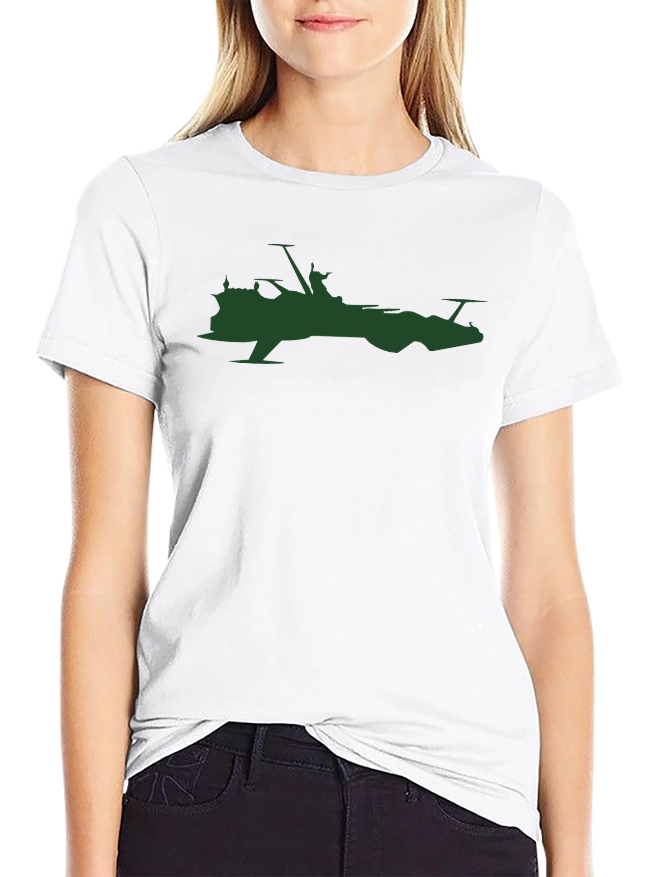 Sci-Fi Ship Silhouette T-Shirt - Black